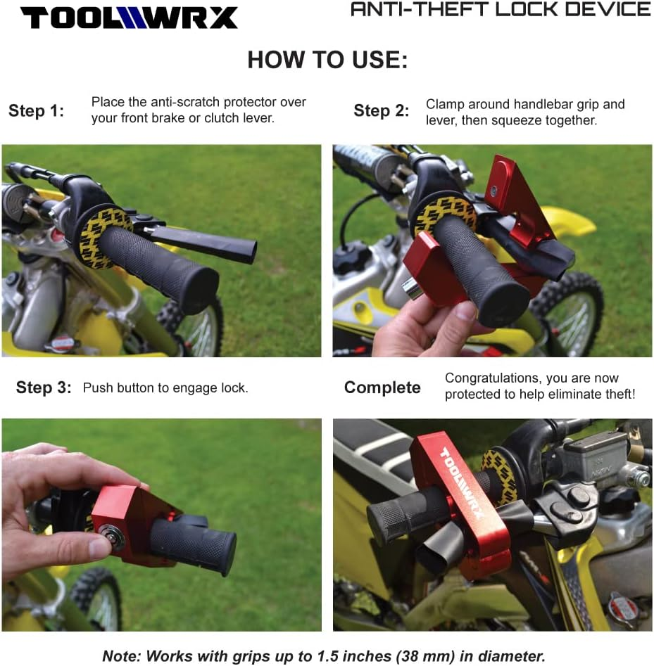 Motorcycle Handlebar Lock Grip with Lever Protection Sleeve - Heavy Duty Motorcycle Lock anti Theft Throttle Brake Grip Lock Men, Moped Accessories for ATV, Scooter & Dirtbike Accessory