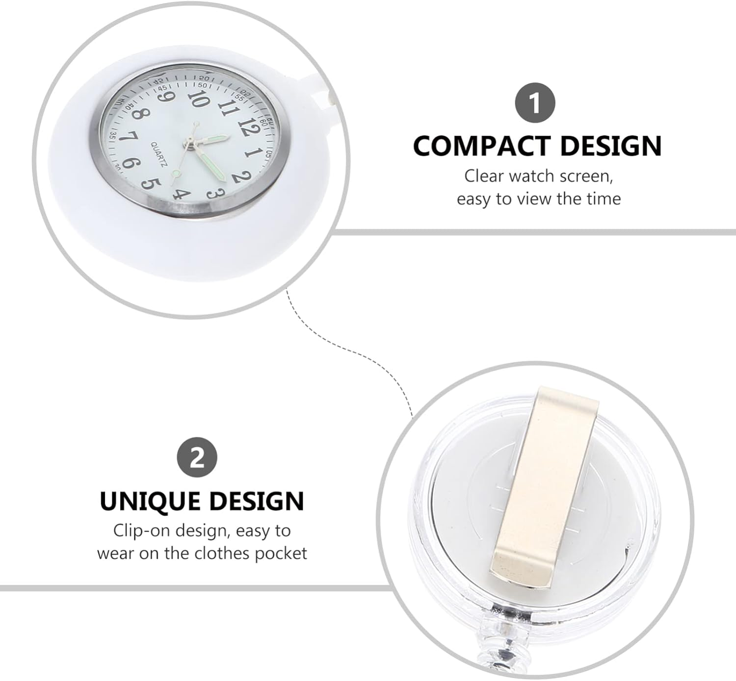 Gatuida Decorative Fob Watch with Glow in the Dark Feature - Stylish Hanging Pocket Watch for Nurses, Ideal Birthday for Women image number 2