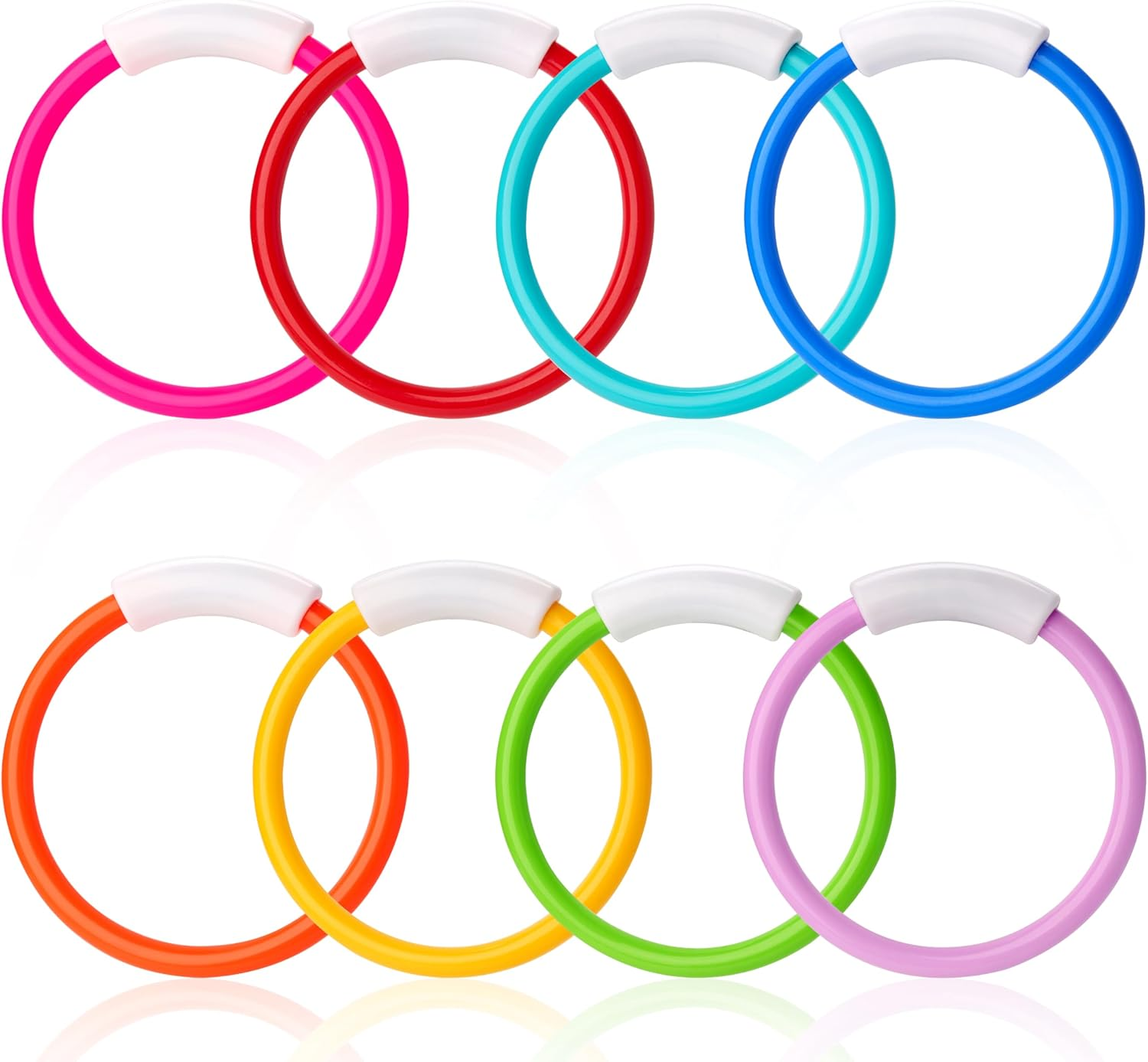 JOYIN Dive Rings Pool Toys, 8 Pcs Colorful Pool Rings for Kids, Underwater Training Swimming Diving Toy for Kids Gifts Summer Swim Water Fun Games image number 6