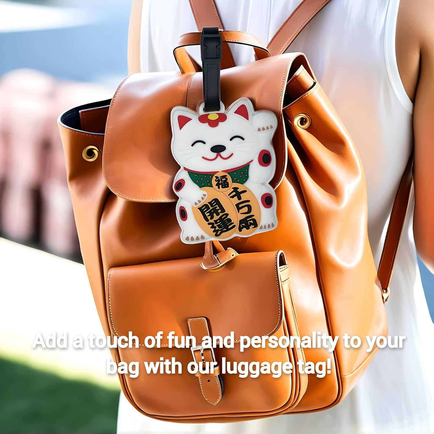ANINIUCN Maneki Neko Japanese Silicone Luggage Tag &ndash; Cute Lucky Cat ID Label for Suitcases, Backpacks & Travel Bags &ndash; Fun Travel Accessory for Teens & Adults