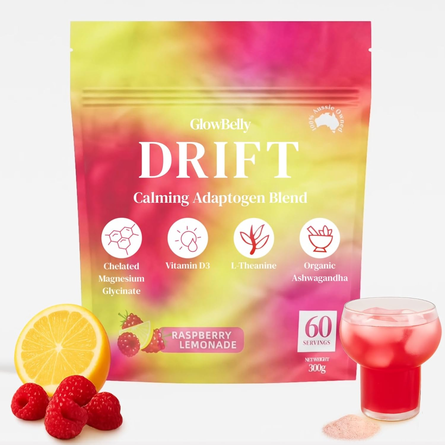 Drift Super Calm Relax Sleep Drink, Magnesium Glycinate, Ashwagandha, L-Theanine, D3, 60 Serves by Glowbelly image number 4