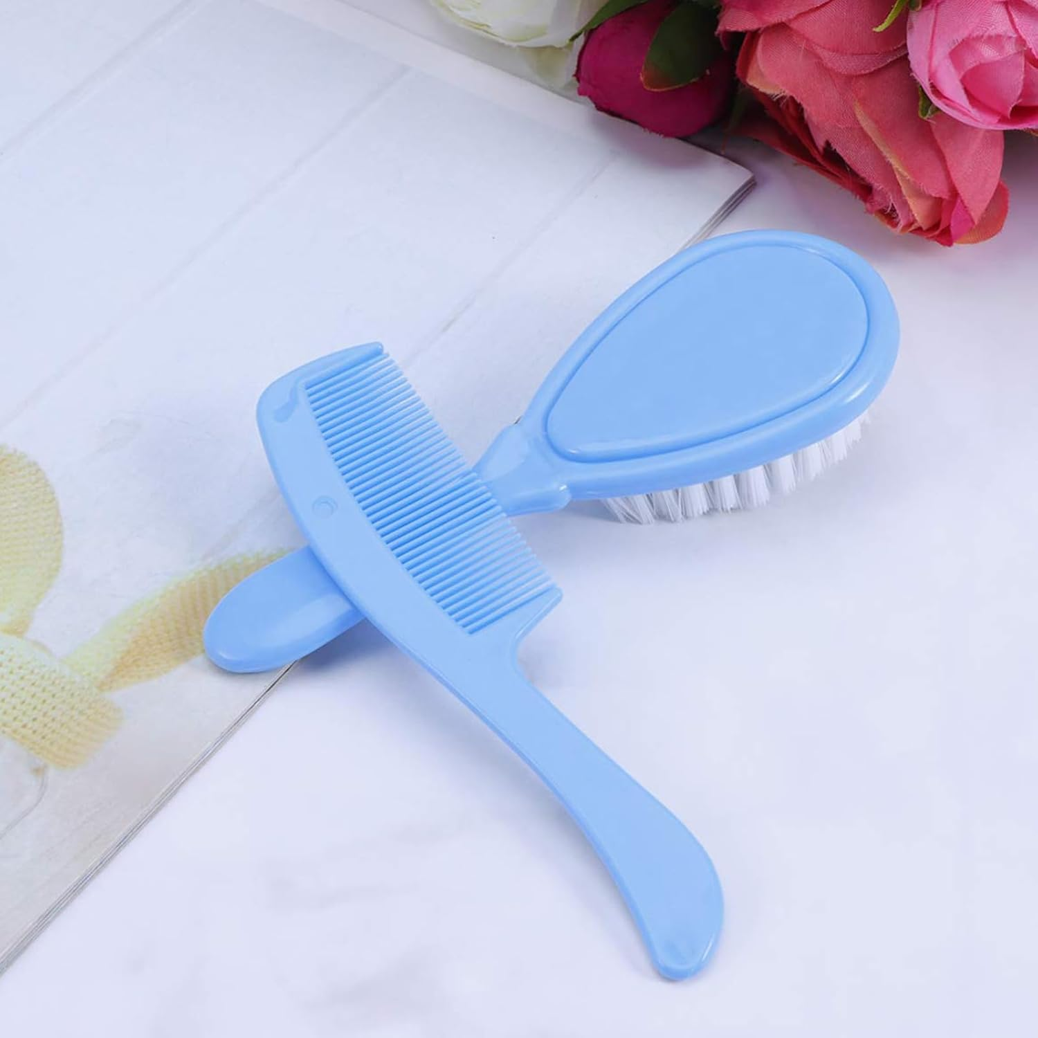 HKYLRAT Haircut Cradle Cap Brush Soft Bristle Hair Brush Gentle Scalp Massaging Comb Safe Newborns Infants image number 2