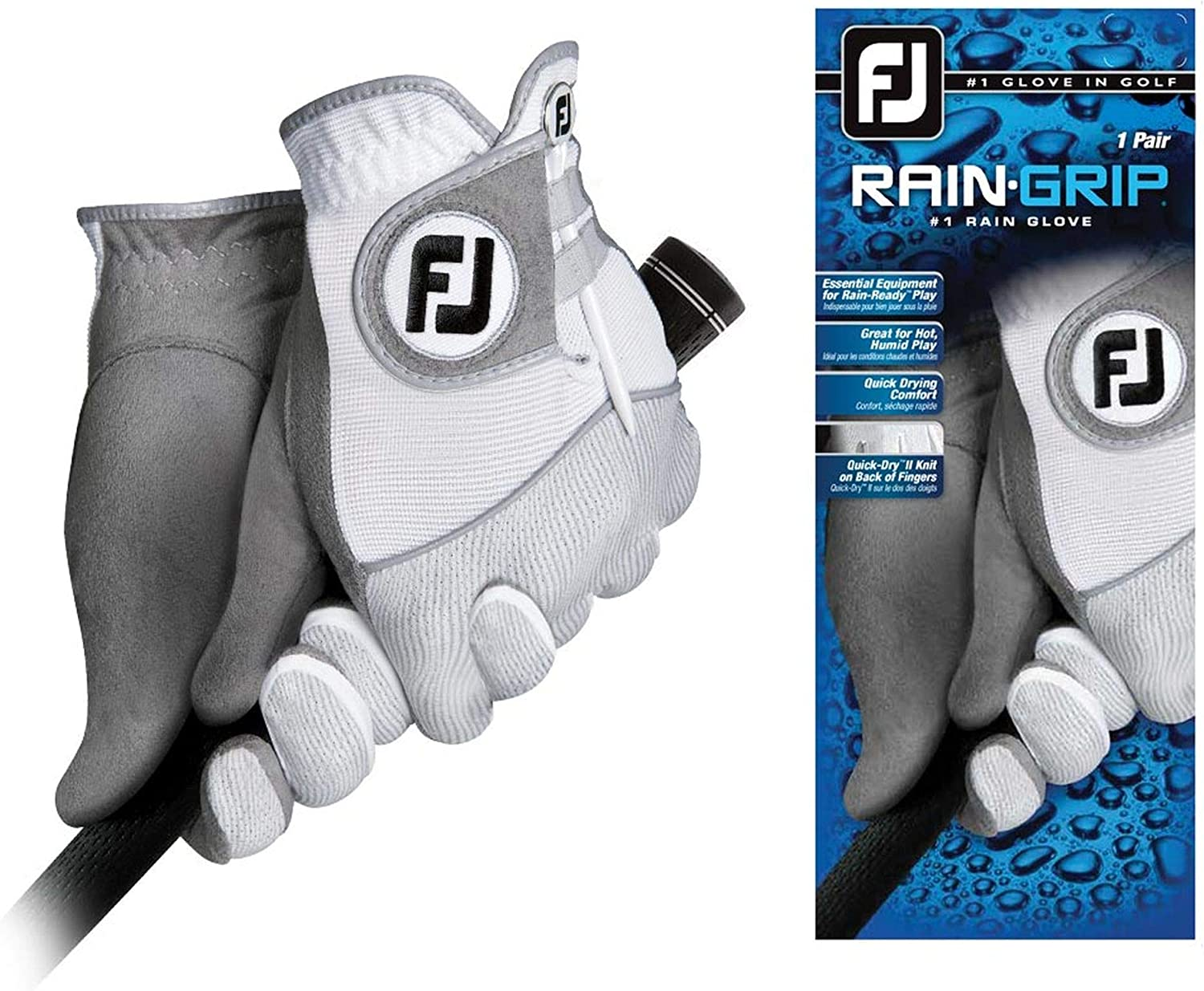 Footjoy Men'S Raingrip Golf Gloves, Pair (Black)