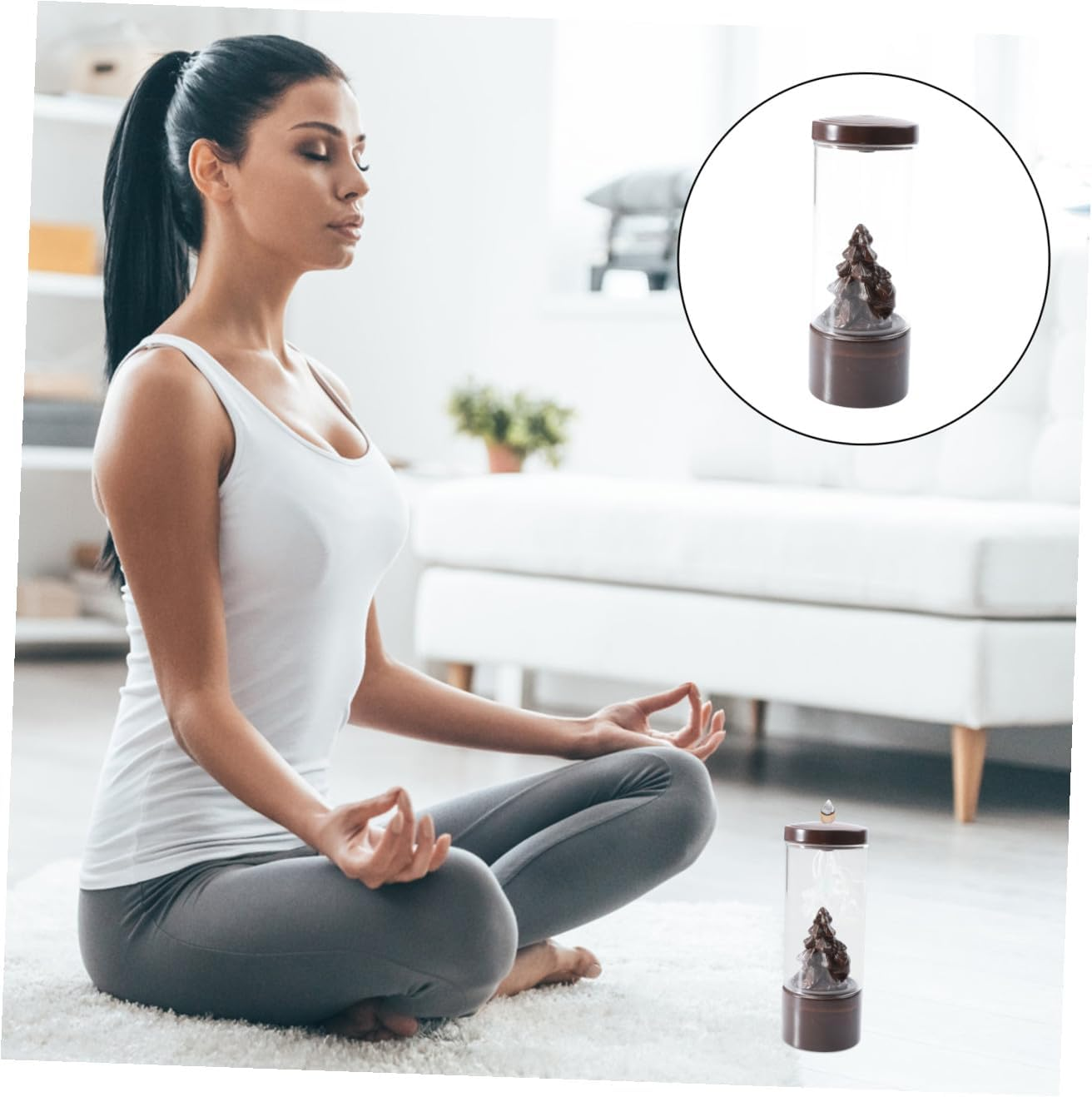 Amosfun Xmas Tree Design Ceramic Incense Burner Glass Cover Backflow Censer Xmas Party Decor Adorn image number 6