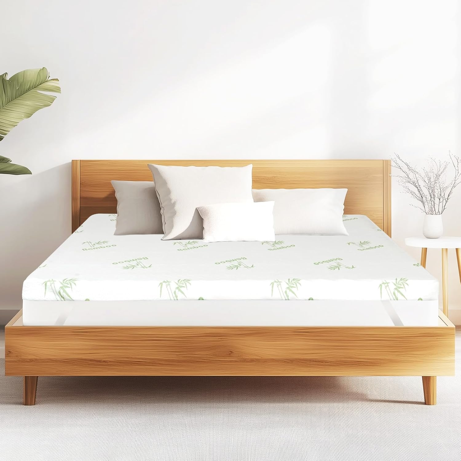 Ufurniture 8 Cm Mattress Topper Memory Foam with Cool Gel Infusion, 7 Zone Blue Egg Crate Foam Bed Topper for Pressure Relief and White Removable Bamboo Fabric Cover (Double) image number 5