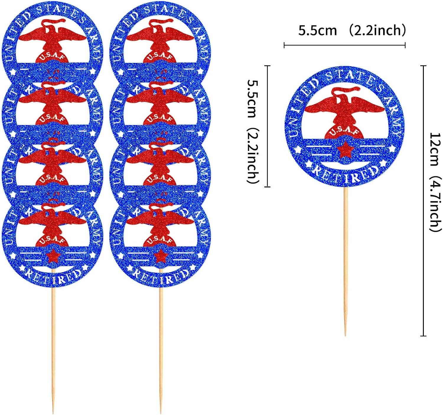 24PCS Military Themed Cupcake Toppers Badge Military Themed Retired Cupcake Picks Navy Bound Themed Cupcake Decorations Retirement Army Birthday Party Cake Decorations Supplies image number 5