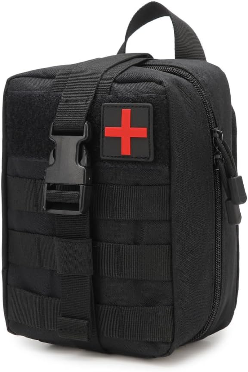 MOLLE Medical Pouch EMT First Aid Pouch Rip-Away IFAK Tactical Utility Pouch for Camping Hiking Backpacking Travel Medical Supplies Bag Only (Black)