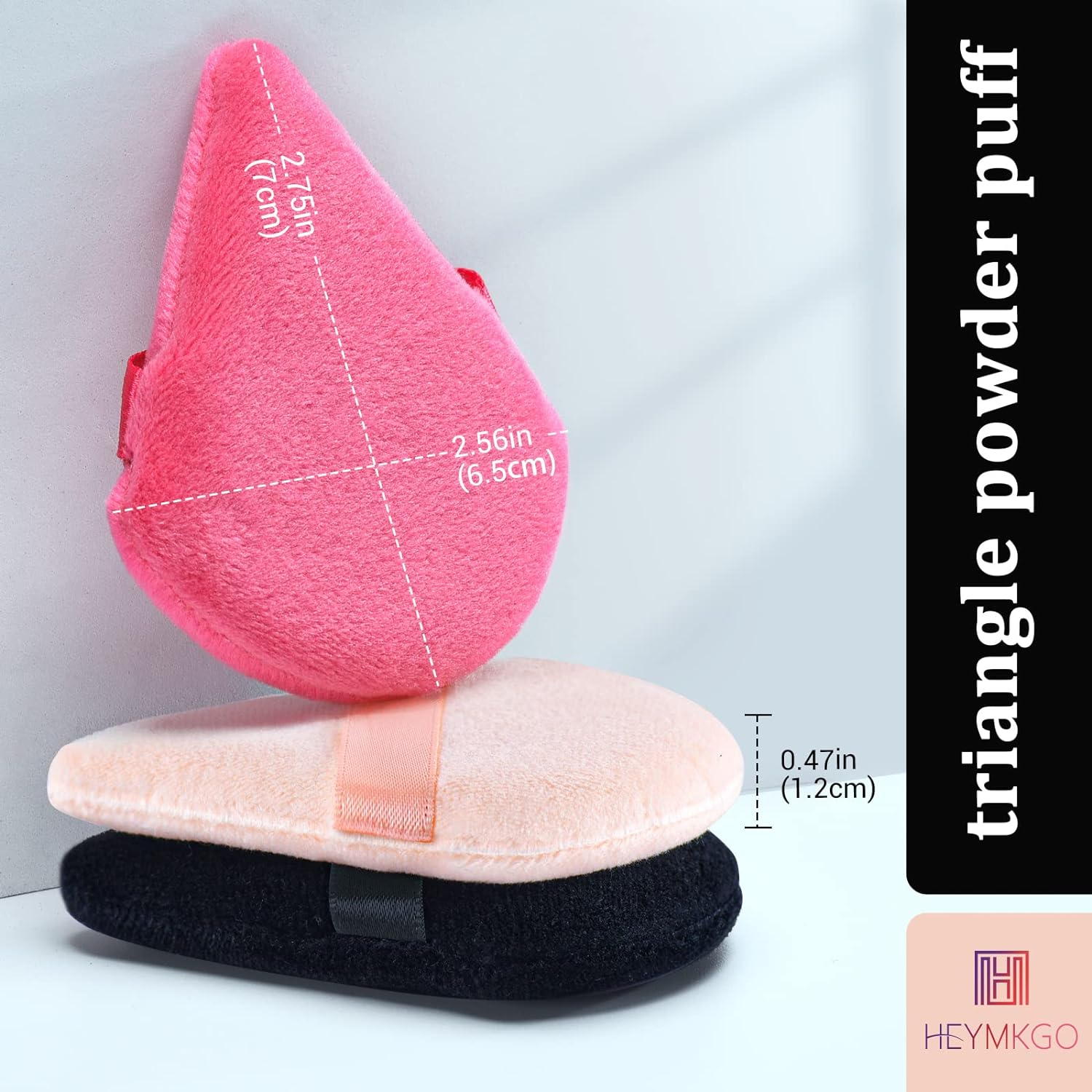 HEYMKGO Powder Puff, 4Pcs Triangle Powder Puffs for Pressed Powder, Velvet Setting Makeup Puff Powder Sponge with Strap, Reusable Wet Dry Dual-Use Face Make up Cosmetics Cleansing Beauty Make-Up Puff image number 5
