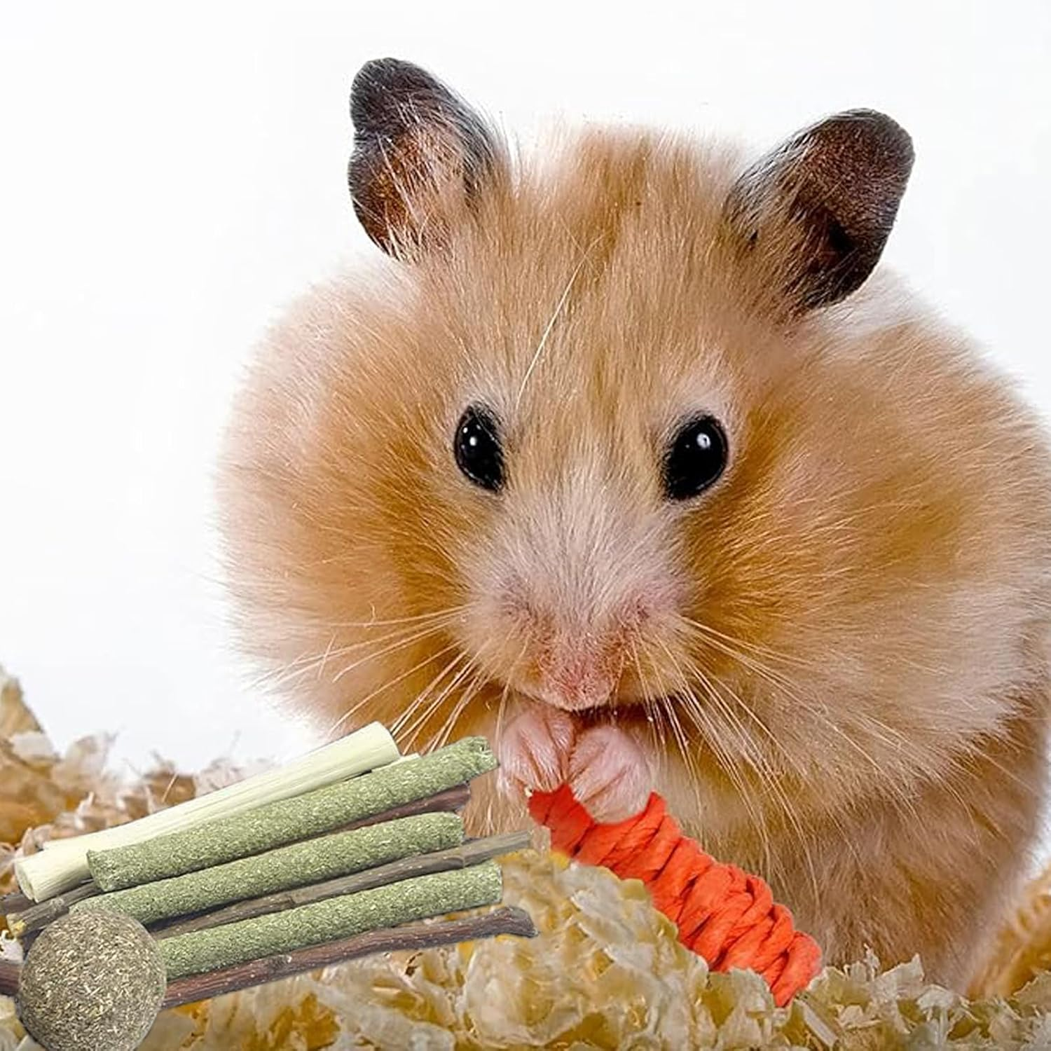 18Pcs Bunny Chew Toys for Teeth, Guinea Pig Toy Hamster Toy, Chew Treats for Rabbit Bunny Chinchilla image number 1