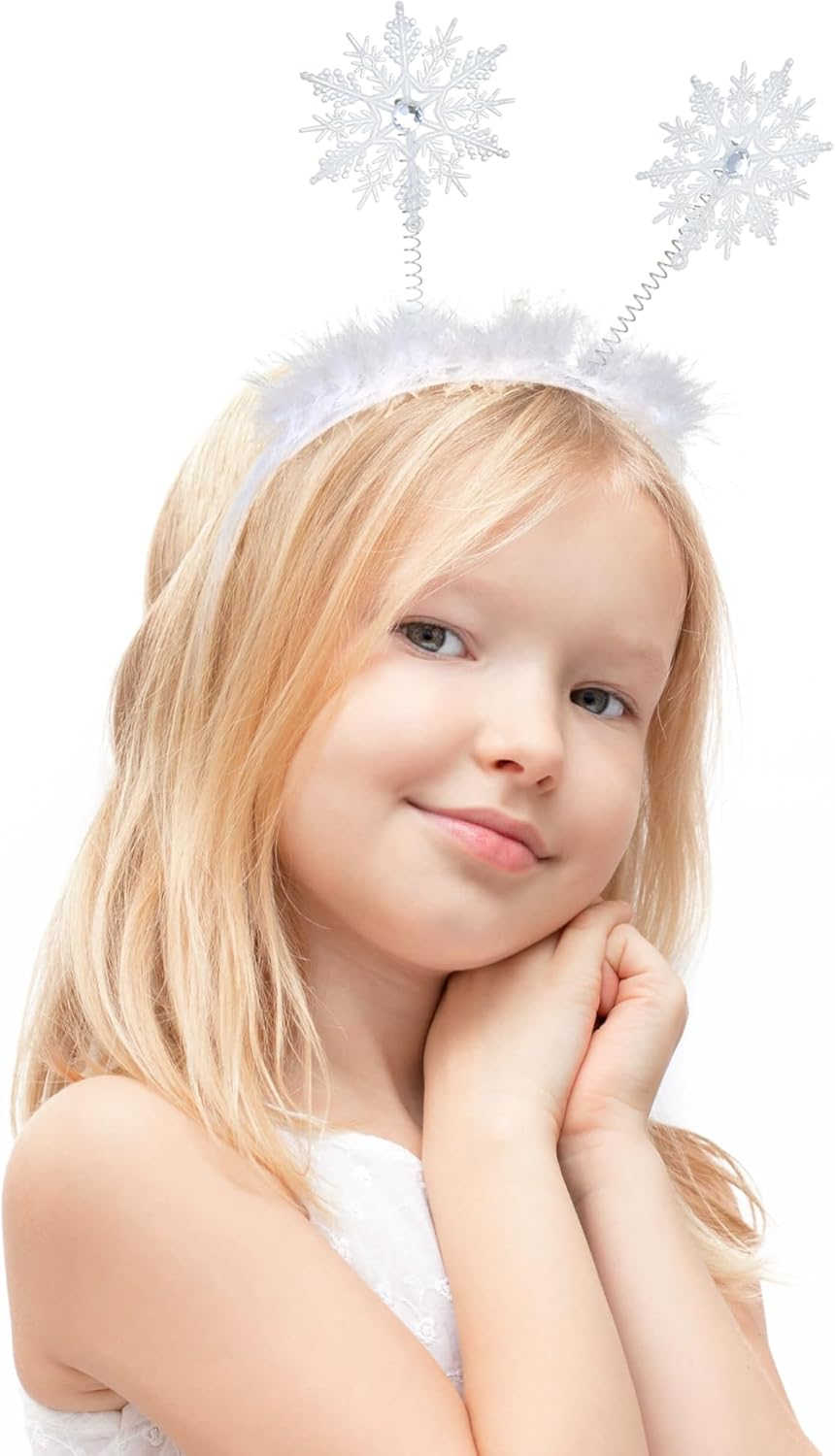 Balinco Snowflake Headband, Christmas Hair Band, Winter Hair Accessories, Women, Plush Headband, Carnival, Fancy Dress, Girls, Halloween, Theme Party, Cosplay, White image number 1