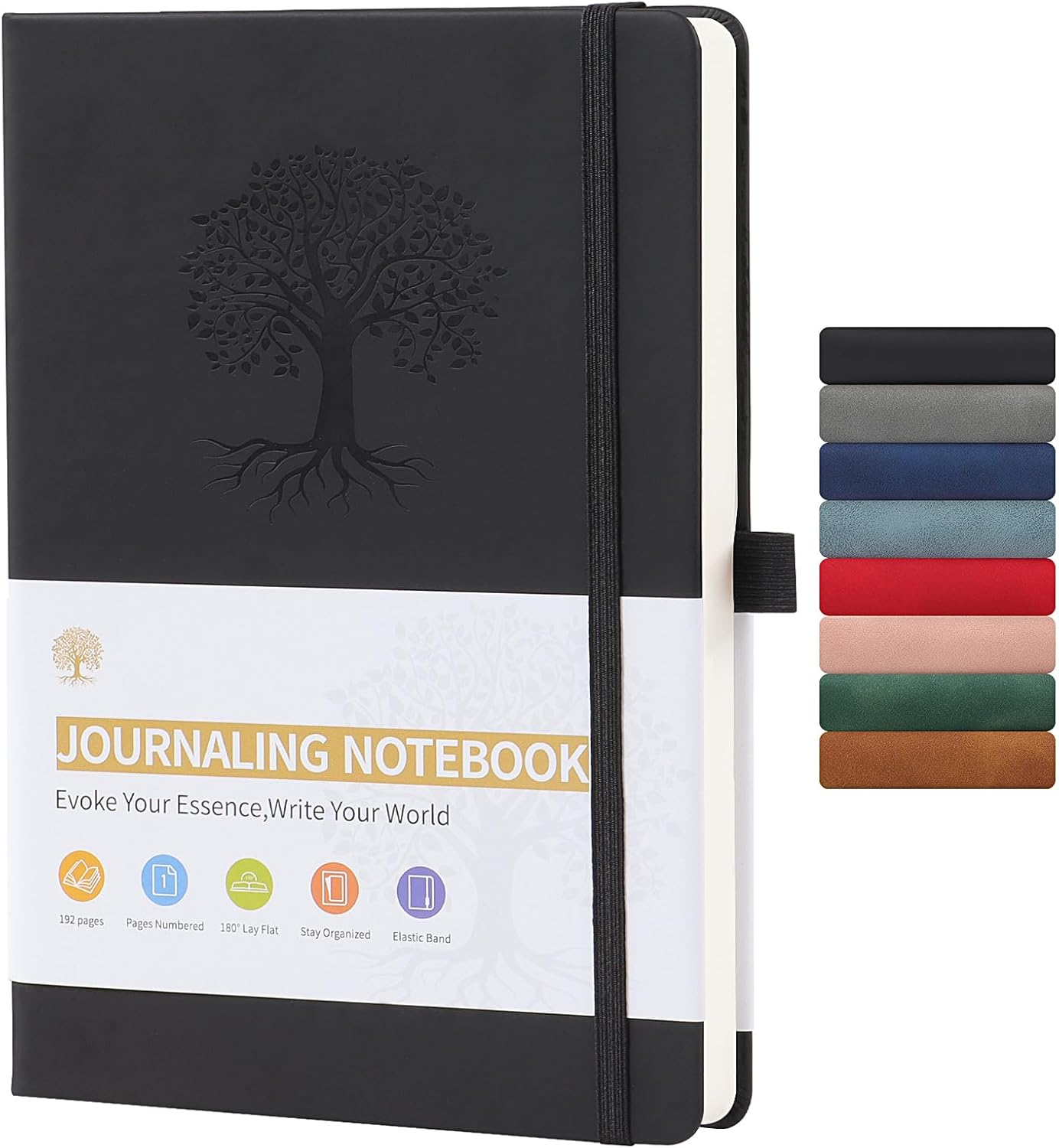 A5 Lined Journal Notebook, 192 Pages Leather Hardcover Notebook for Personal Writing, Study, Office, Travel Records(Brown)