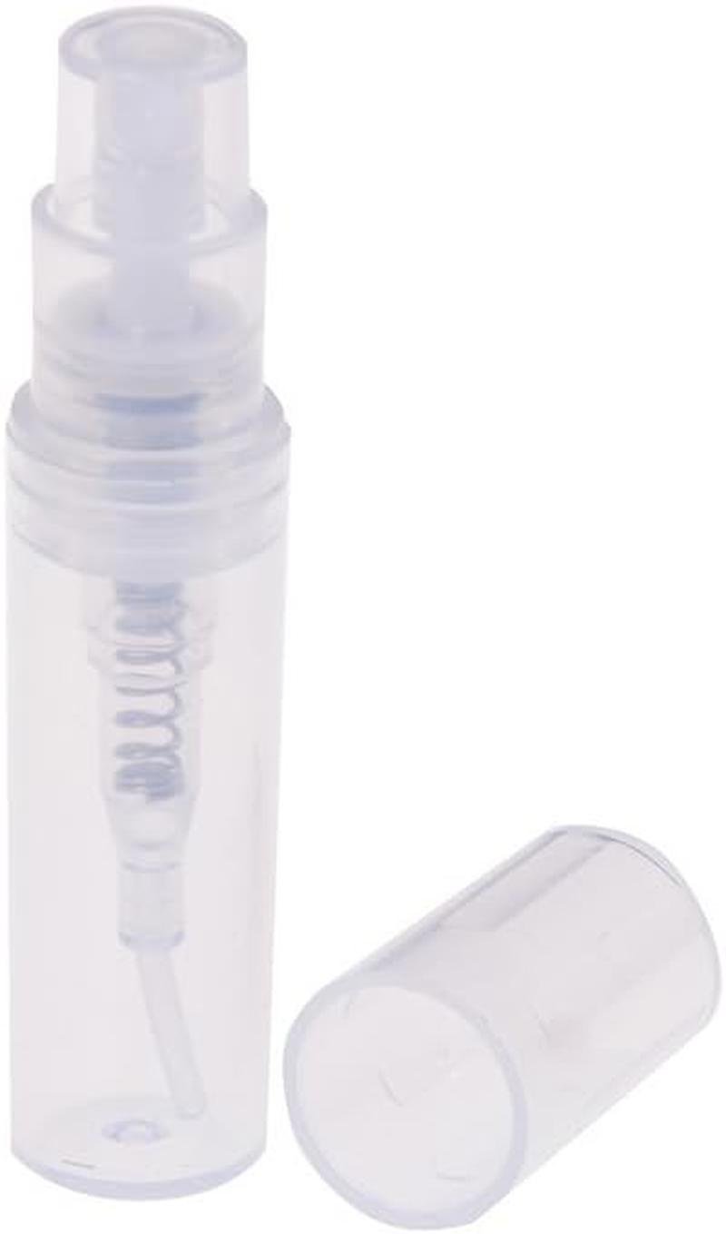 Haishell 150 Pcs Mini 2ML Atomizer Plastic Bottle Spray Refillable Perfume Empty Sample Bottle with 2 Pcs Mini Plastic Funnels and 2 Pcs Glass Droppers for Travel Party Portable Makeup Tool image number 2