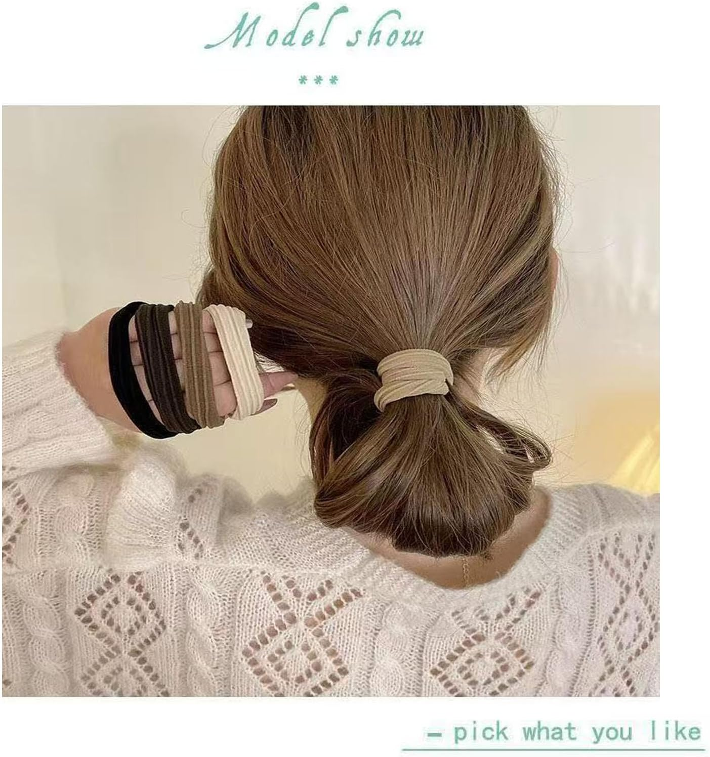 100 Pcs High Elasticity Hairband,Hair Tie,Softmetal-Free Seamless Hair Bands,Ponytail Holders for Thick Heavy and Curly Hair9（5 Colors） image number 4