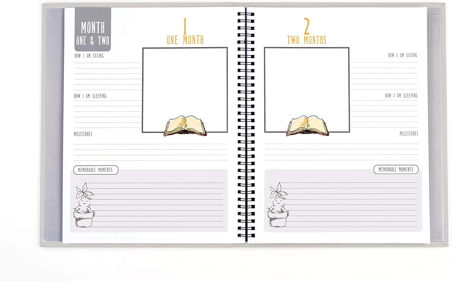 Conquest Journals Harry Potter Little Keeper Baby Album, Capture Magical Memories from Baby Shower through Age 5, Grey Linen Cover with Lay Flat Spiral, 9" X 11 1/2", 66-Guided Journal Pages image number 6