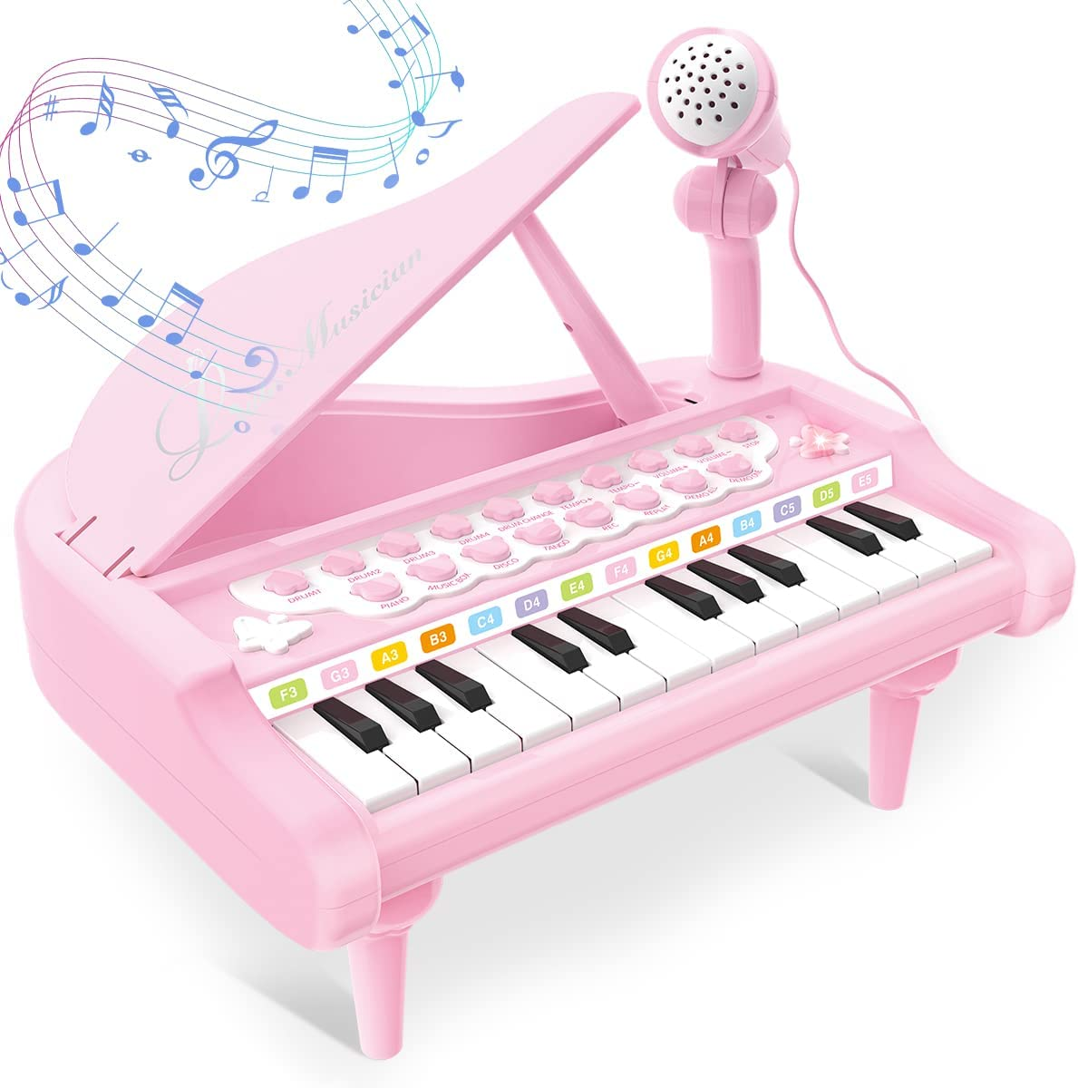 REMOKING Piano Keyboard Toy for Kids,2 3 4 5 6 Year Old Girls Boys Birthday Gift,Toddler Musical Instruments Toys with 24 Keys&Microphone,Early Sensory Education for Infant Baby Preschool image number 6