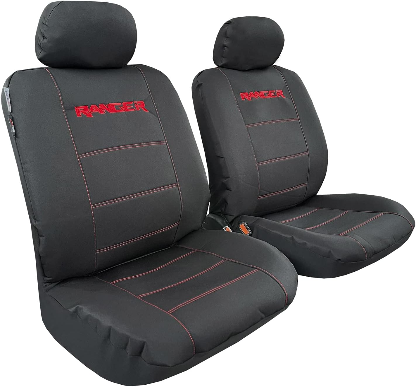 Car Seat Covers for Ford Ranger PX2 PX3 Front Set Metallic Carbon Black Mesh Heavy Duty 2006-2021 Airbag Compatible