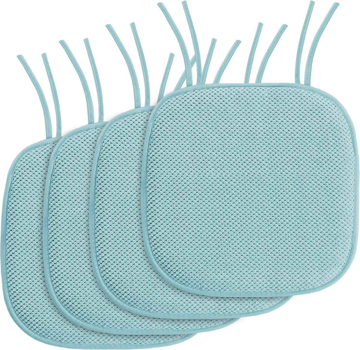 Memory Foam Seat Cushion with SBR Backing and Straps Set of 4 Non-Skid Chair Pads for Dining Room Honeycomb Pattern Chair Cushions (6 Pack, Brown,41X41Cm)