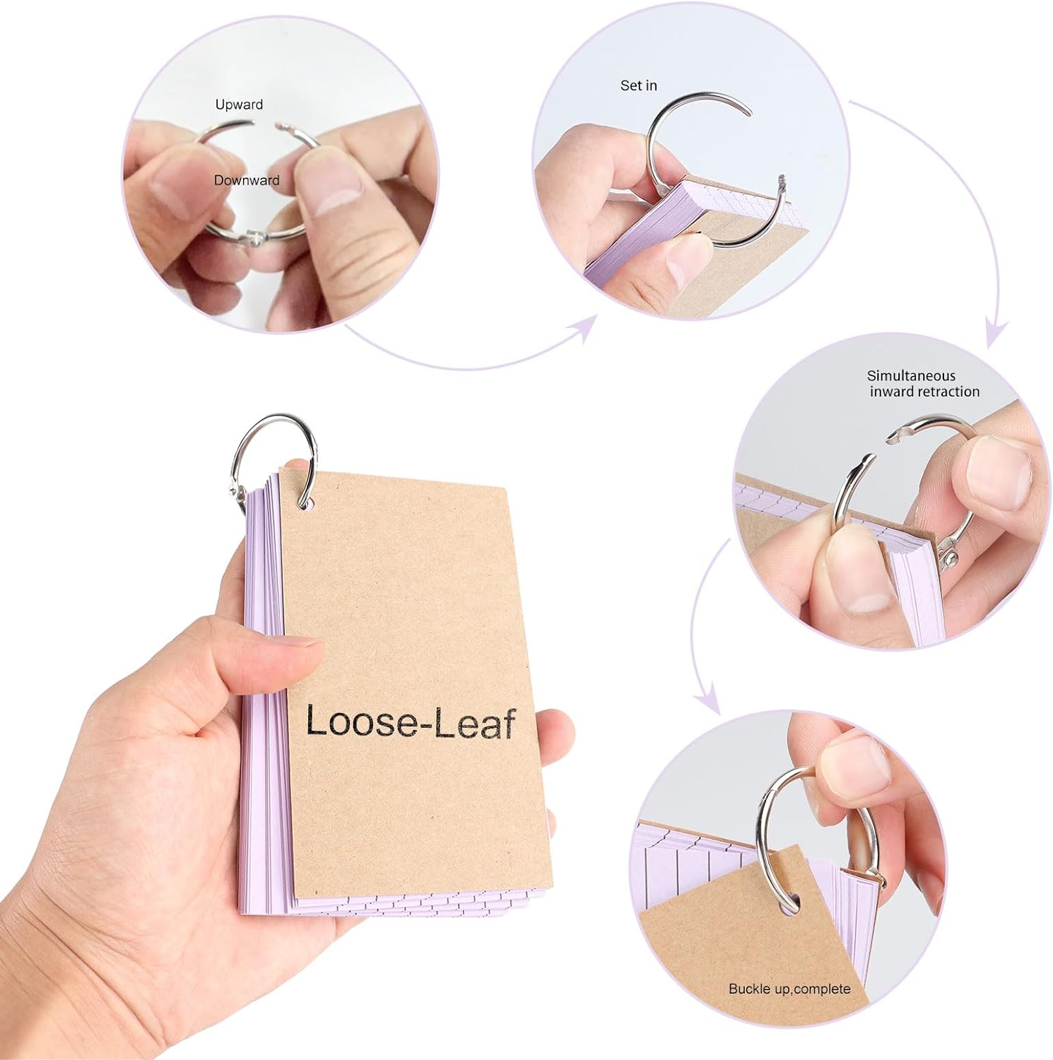 6 Pack Flash Cards 300 Pcs Index Cards Revision Coloured Card Mini Notepads with Binder Rings for Study Office Note Pads School Learning Memo image number 1