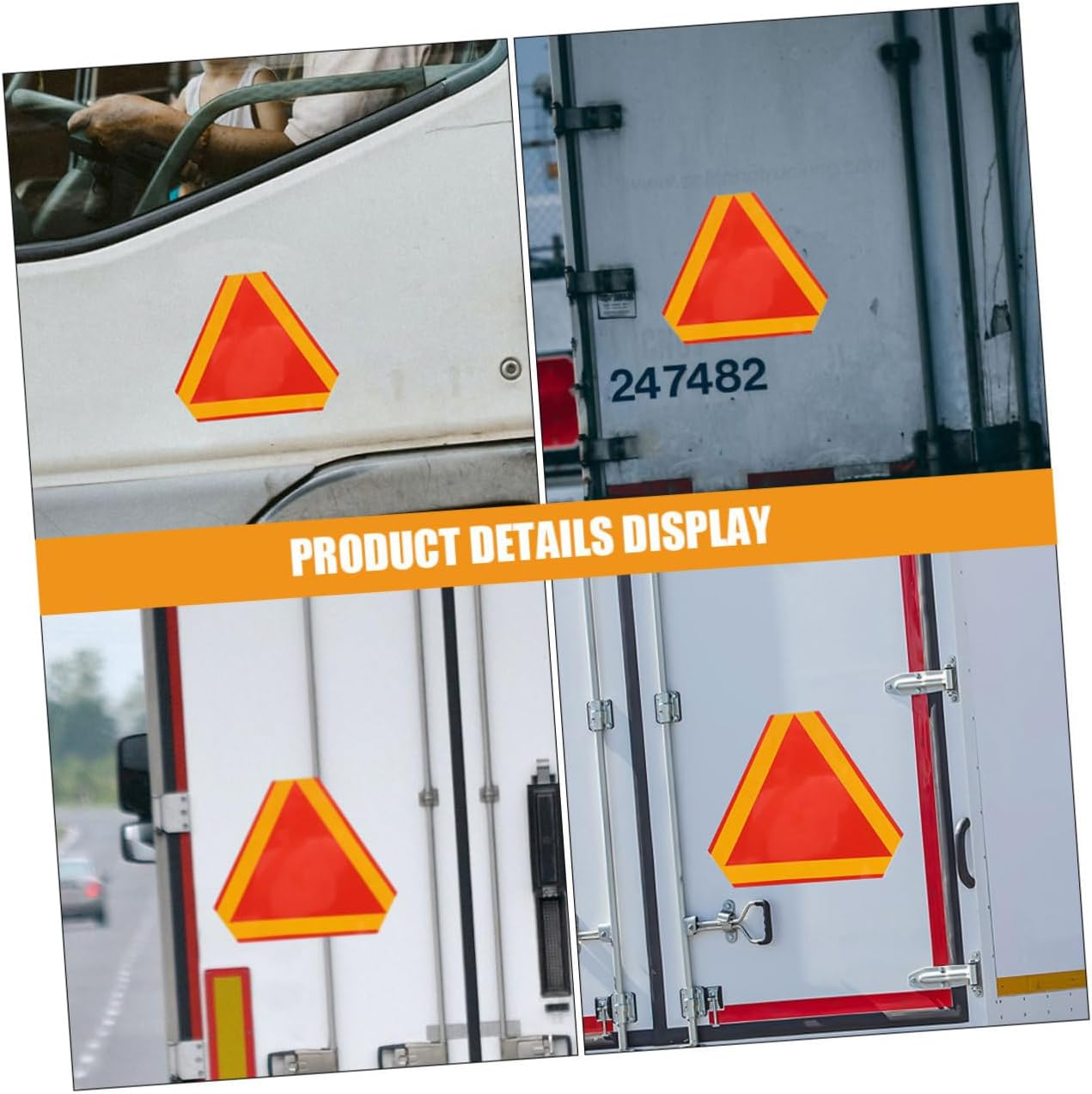 Luxshiny Reflective Warning Triangle Sign Slow Moving Vehicle Caution Board for Trucks and Low Speed Vehicles Road Safety Reflector