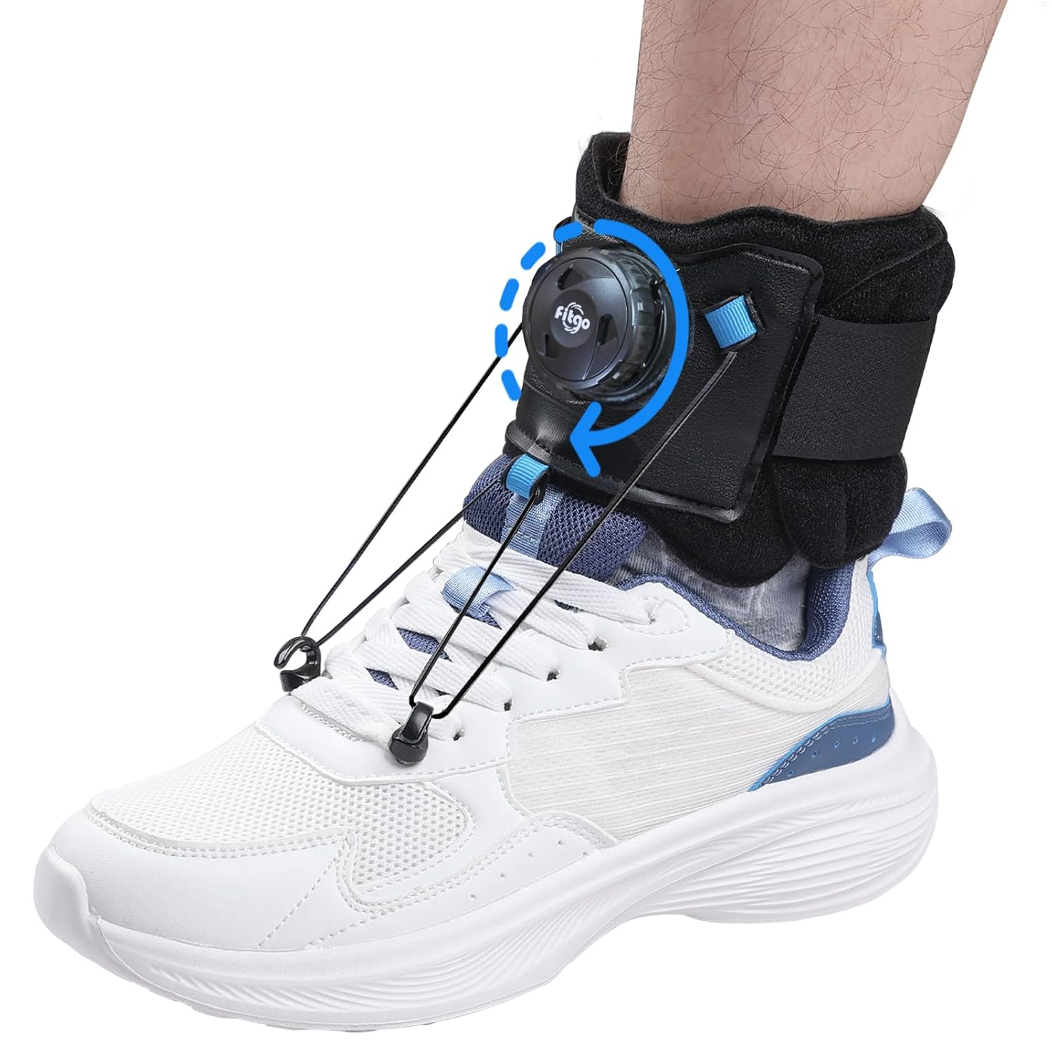 AFO Foot Drop Brace for Walking with Shoes, Upgraded Dial & Thicker Replaceable Wire for Adjustable Dorsiflexion, Ankle Support for Men & Women