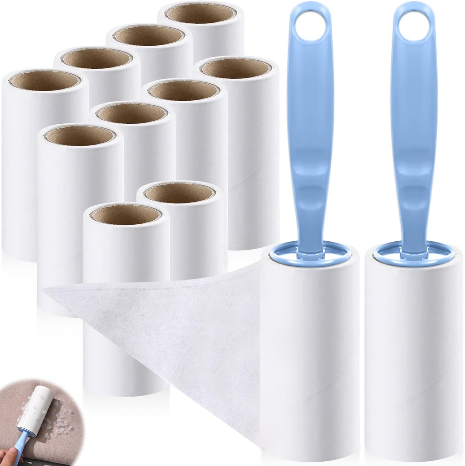 Lint Roller Refills Set, 10 Rolls Adhesive Roller, Pet Hair Remover Lint Rollers, Extra Sticky Adhesive Roll for Removing Lint and Cat Dog Pet Hair image number 3