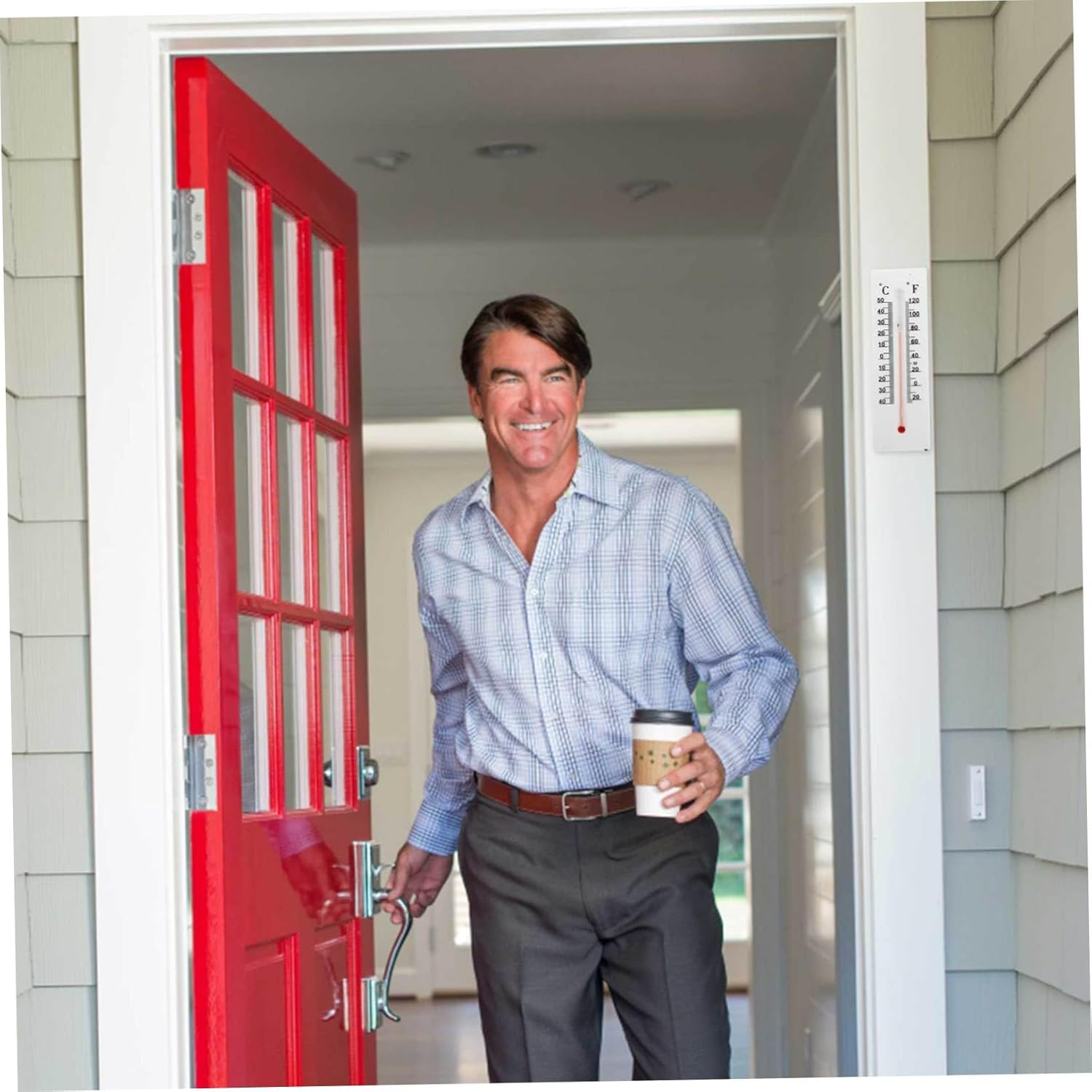 2Pcs Outdoor Thermometer Key Hider Box Weatherproof Key Storage with Temperature Display Plastic Wall-Mounted for Garden and Office Decor image number 2