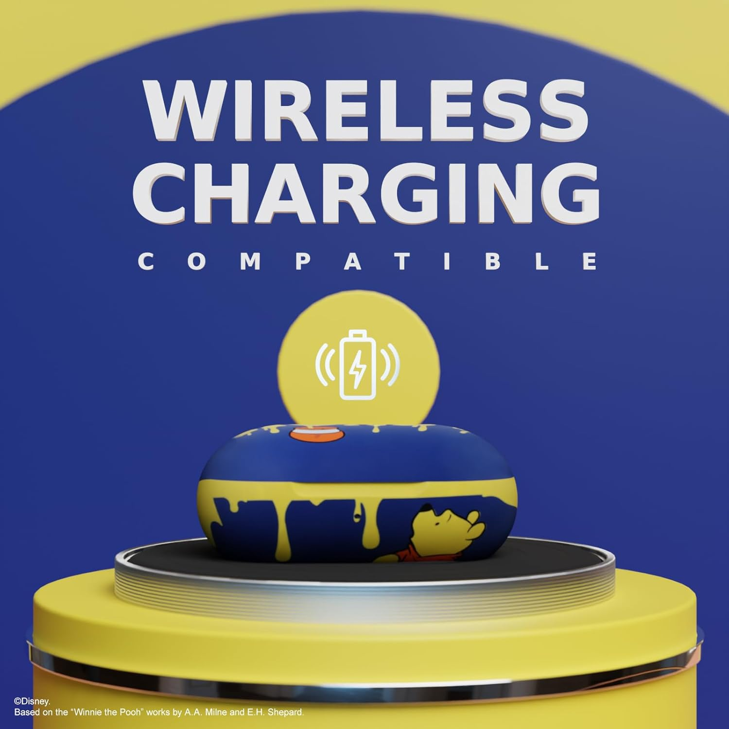 IJOY Disney Winnie the Pooh Bluetooth 5.0 Wireless In-Ear Headphones with Built-In Mic, up to 30 Hrs Playtime, Honey Drip Color, Officially Licensed Disney Merchandise