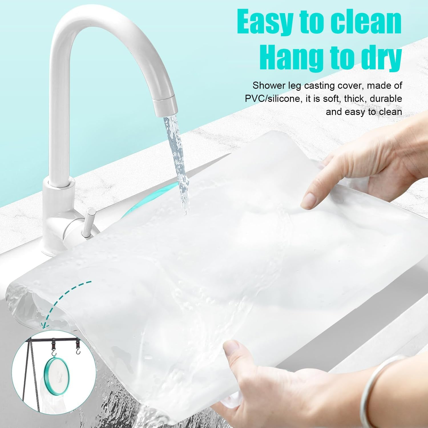 Waterproof Leg Cast Cover for Shower Bath, Adult Full Leg Cast Shower Cover, Reusable. Provides Waterproof Protection for Knees, Feet, Ankle Wounds and Burns. 76 Cm X 45 Cm image number 2