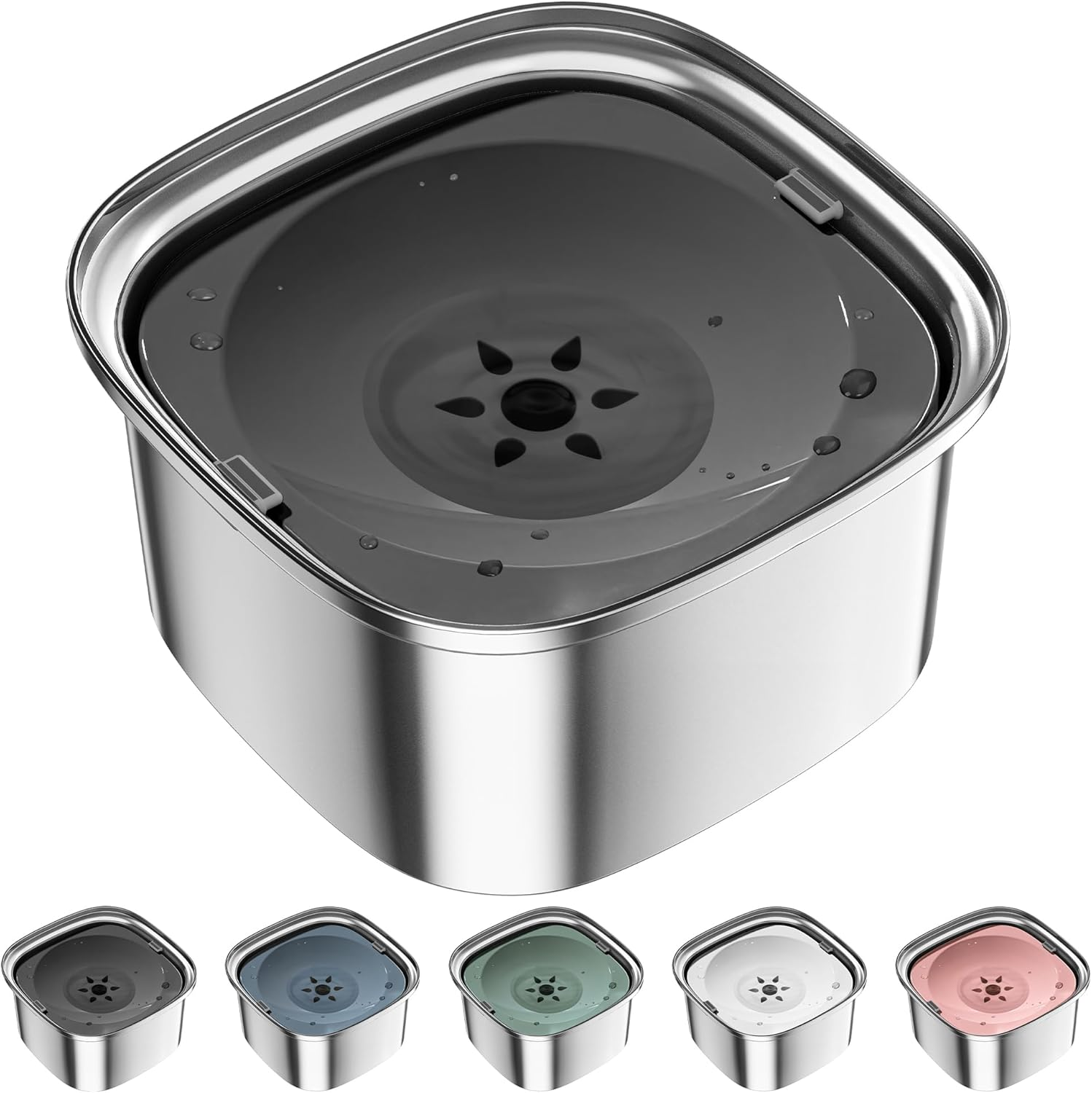 UPSKY 3L Dog Water Bowl 101Oz Stainless Steel Dog Bowl No Spill Large Capacity Dog Food Water Bowl Slow Water Feeder,Spill Proof Pet Water Dispenser Vehicle Carried Travel Water Bowl Dogs,Cats 1.Grey