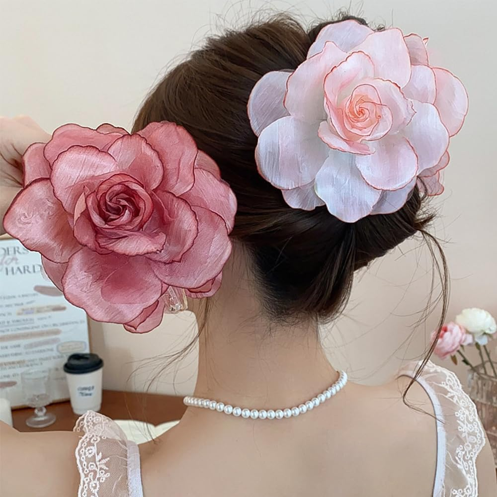 XFSRG Women'S Elegant Flower Hair Clips Large French Hair Pin for Weddings Parties Everyday Hair Accessories Women image number 3