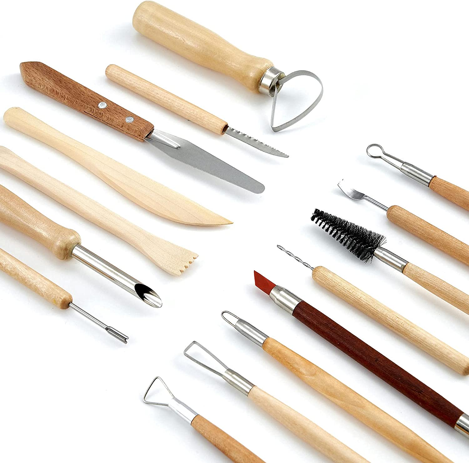 Pottery Tool Kit，Clay Sculpting Tools,43 Pcs Double Sided Pottery Wheel Tools for Adults，Pottery Carving Tools，Pottery Kiln Tools at Home，Ceramics Tools Set with Carrying Case Bag and Apron image number 2