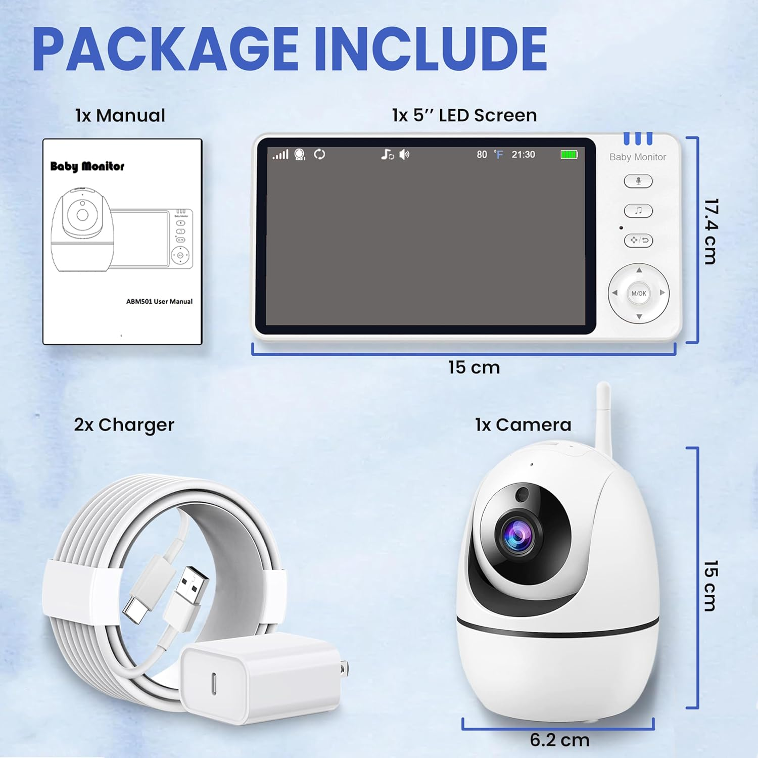 Baby Monitor- 5-Inch Large Ultra HD Display Baby Camera Monitors, Wireless Camera and Audio, Night Vision, 4X Pan-18 Hours VOX Mode,Temperature Sensor, Baby Monitor No Wifi with Lullabies image number 4