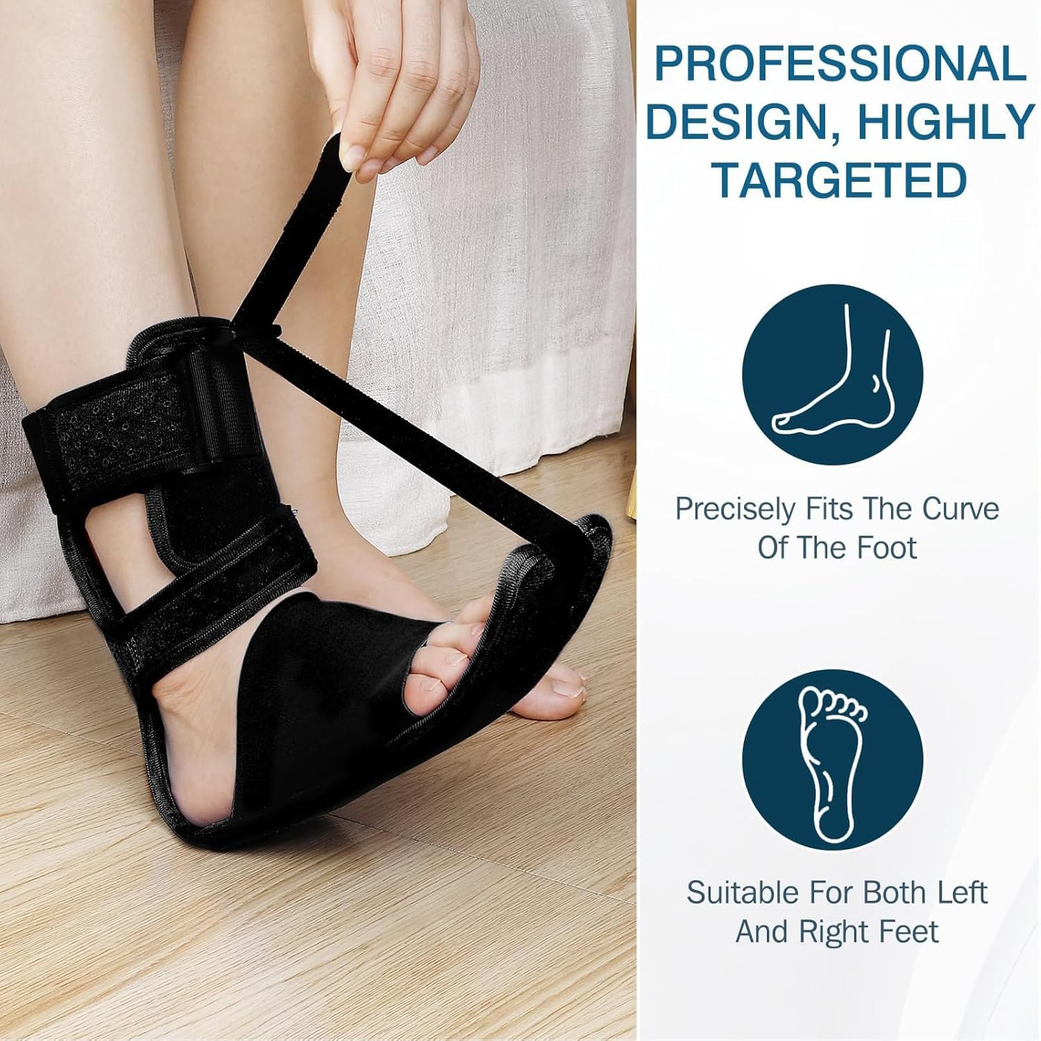 TONGLUO Plantar Fasciitis Night Splint Sock for Pain Relief, Soft & Comfortable Adjustable Foot Brace for Relief Tendonitis, Heel Spur, Foot Drop for Men and Women (Black)