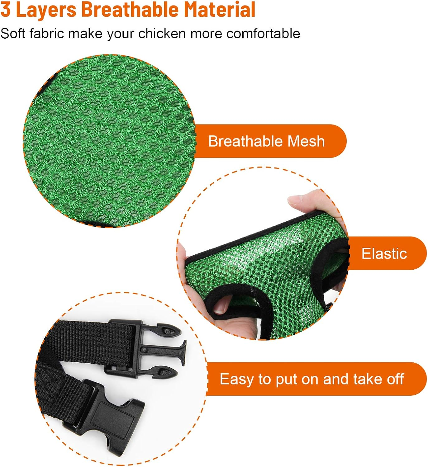 Chicken Harness with Leash, Adjustable Chicken Leash for Hens, Duck, Puppy (Green, M) - Green image number 6