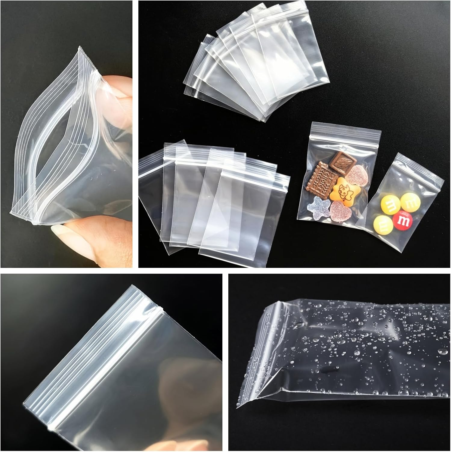 200 Pack Mini Ziplock Bags, 2 Different Size Small Poly Zipper Bags, 80 Micron Clear Reusable Ziplock Bags Storage for Bead,Jewelry,Candy (4X6Cm +5X7Cm)