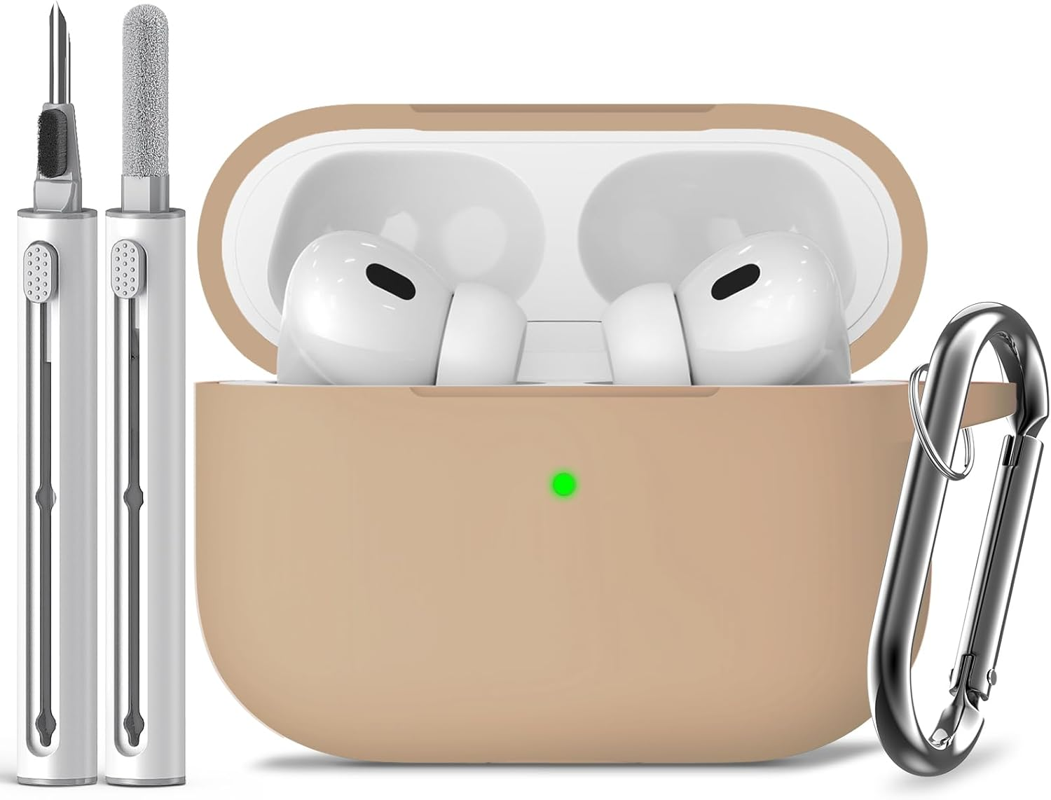 Inesore Compatible with Airpods Pro 2Nd/1St Case Cover with Cleaner Kit, Silicone Protective Case for Apple Airpods Pro 2Nd/1St Generation Charging Case with Keychain, for Women Men (Pine Green)