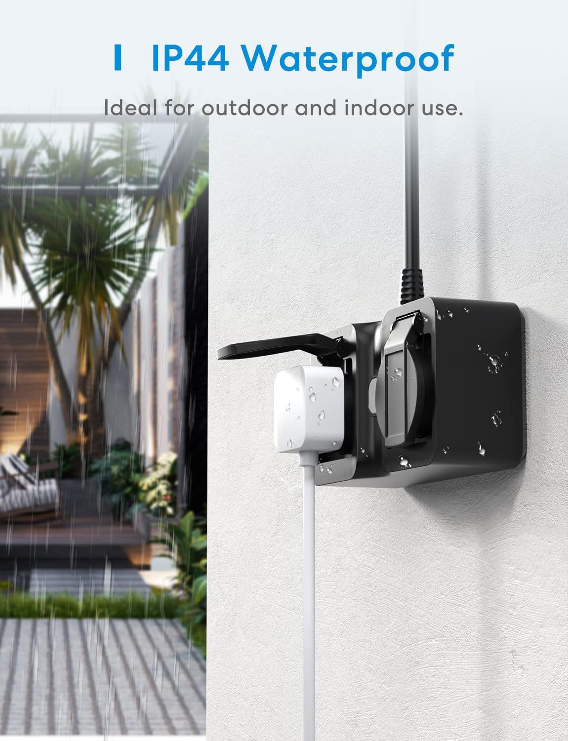 Meross Outdoor Smart Plug Waterproof IP44, 2 Grounded Sockets, Compatible with Apple Homekit Alexa Google Assistant Smartthings, 10A image number 4