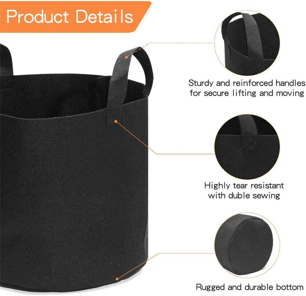 Breathable Fabric Grow Pot Pouch Root Container Garden Plant Bag Handle - 3GAL/5GAL/7GAL/10GAL (7GAL) image number 6