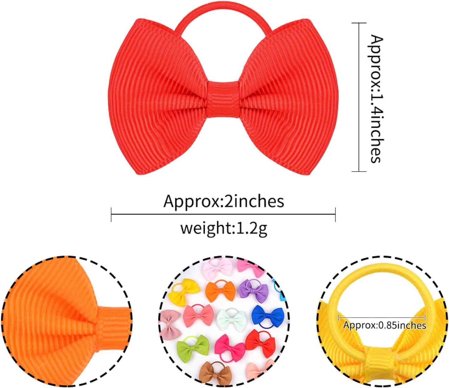 JOVALA 40 PCS Baby Hair Ties with Bows,2 Inch Elastic Loop Ponytail Holders Small Hair Ties for Baby Infants Toddlers Girls Kids Hair Accessories image number 5