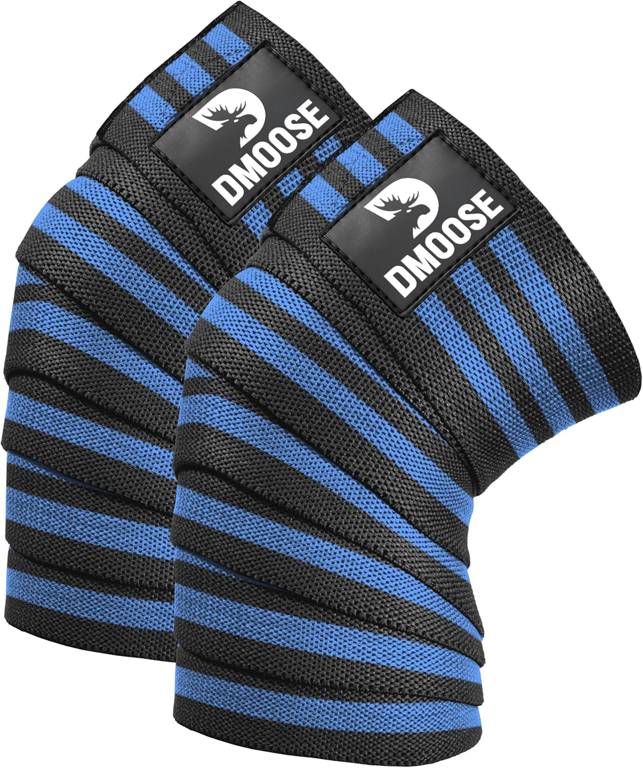 Dmoose Fitness Knee Wraps for Weightlifting, Powerlifting, Deadlifting, Bodybuilding, and Gym Workouts, 78 Inches Length (Pair), Reinforced Fastening Knee Wraps for Men and Women
