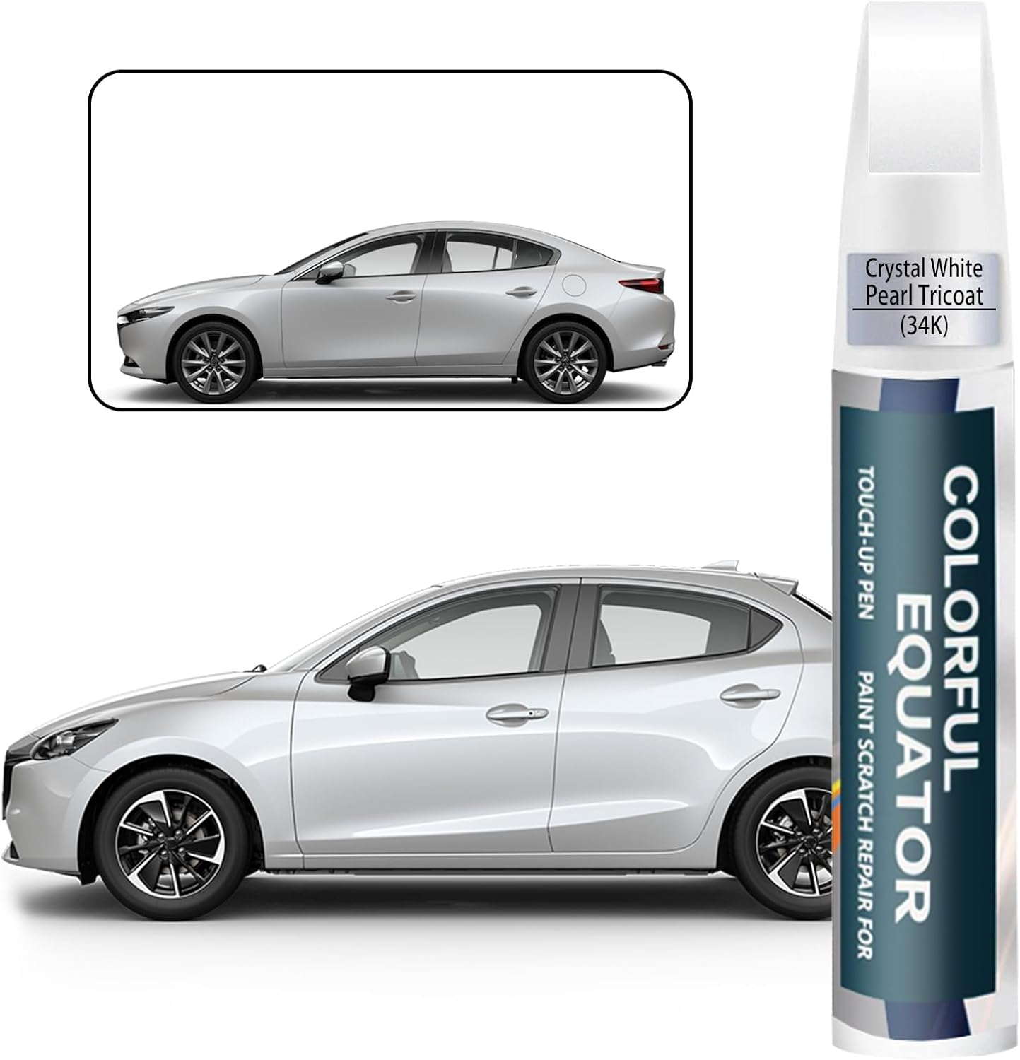 46V Soul Red Crystal Metallic Tricoat Touch up Paint for Mazda, Car Paint Pen Scratch Repair Two-In-One Touch up Paint, Premium Car Scratch Remover for Deep Scratches