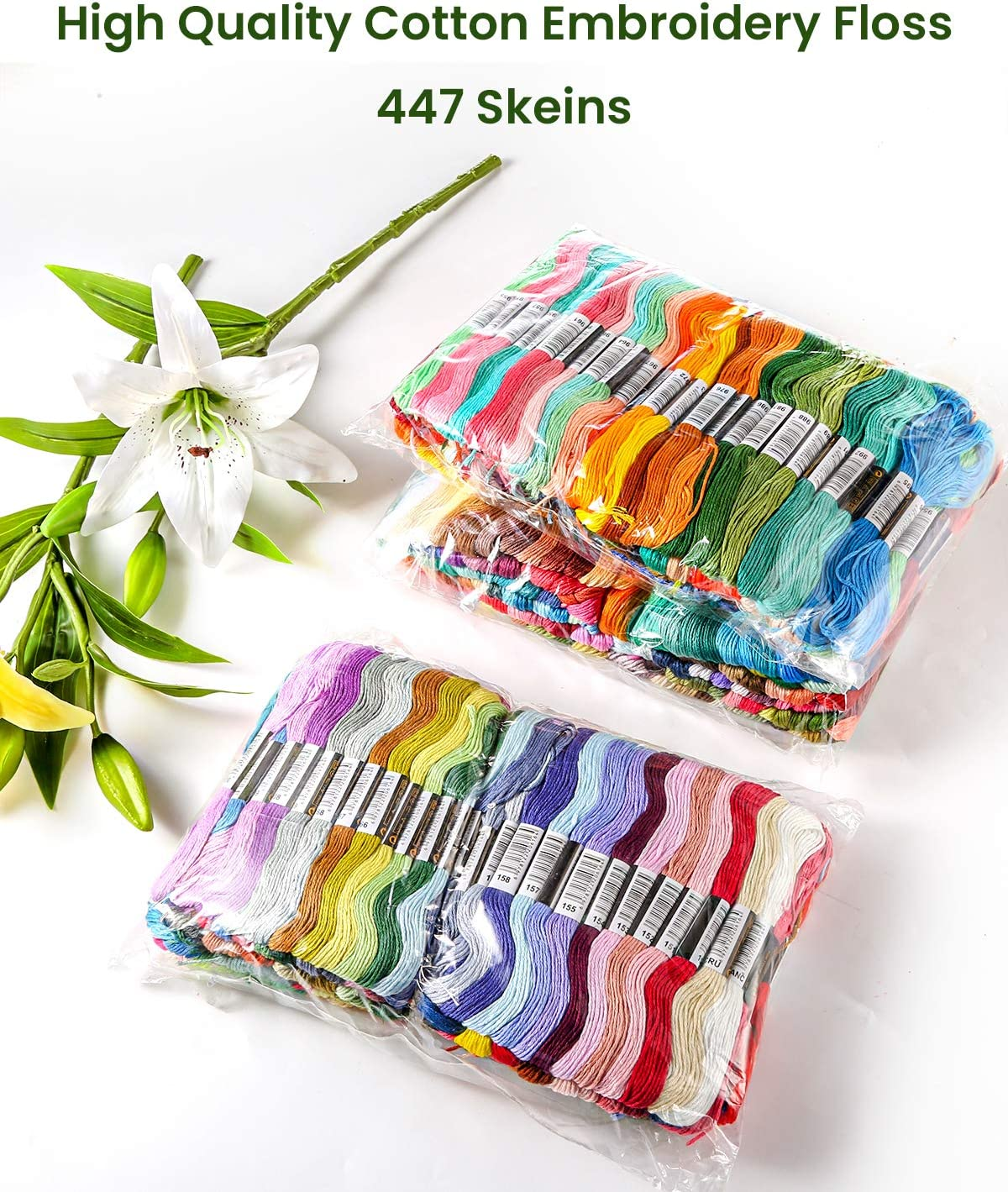 Caydo 100 Skeins Embroidery Floss, Rainbow Color Friendship Bracelets Floss Embroidery Thread with 12 Pieces Bobbins