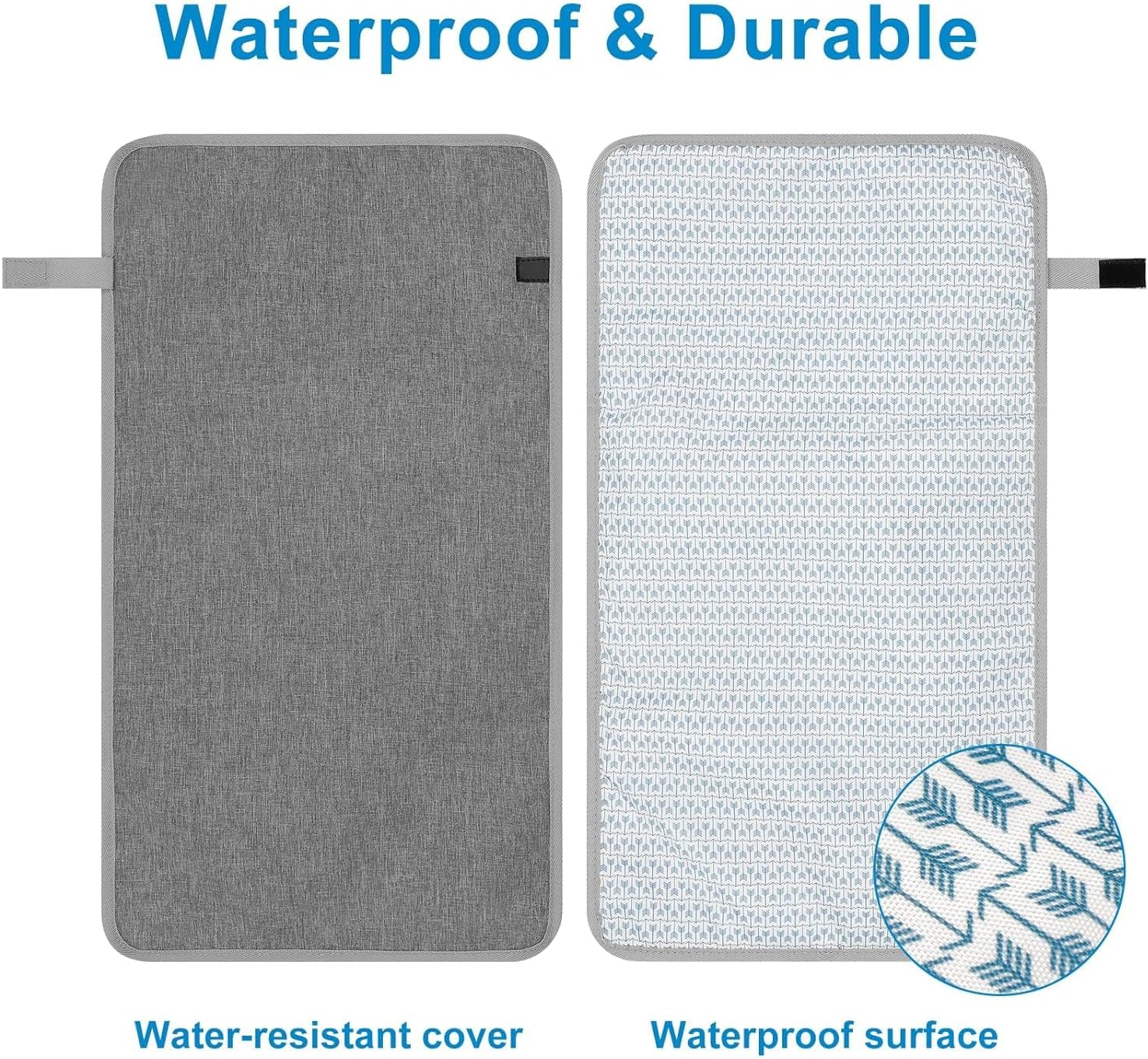 Wiseuwise Portable Diaper Changing Pad, Waterproof Baby Changing Mat, Foldable Portable Travel Changing Pads for Baby, Grey