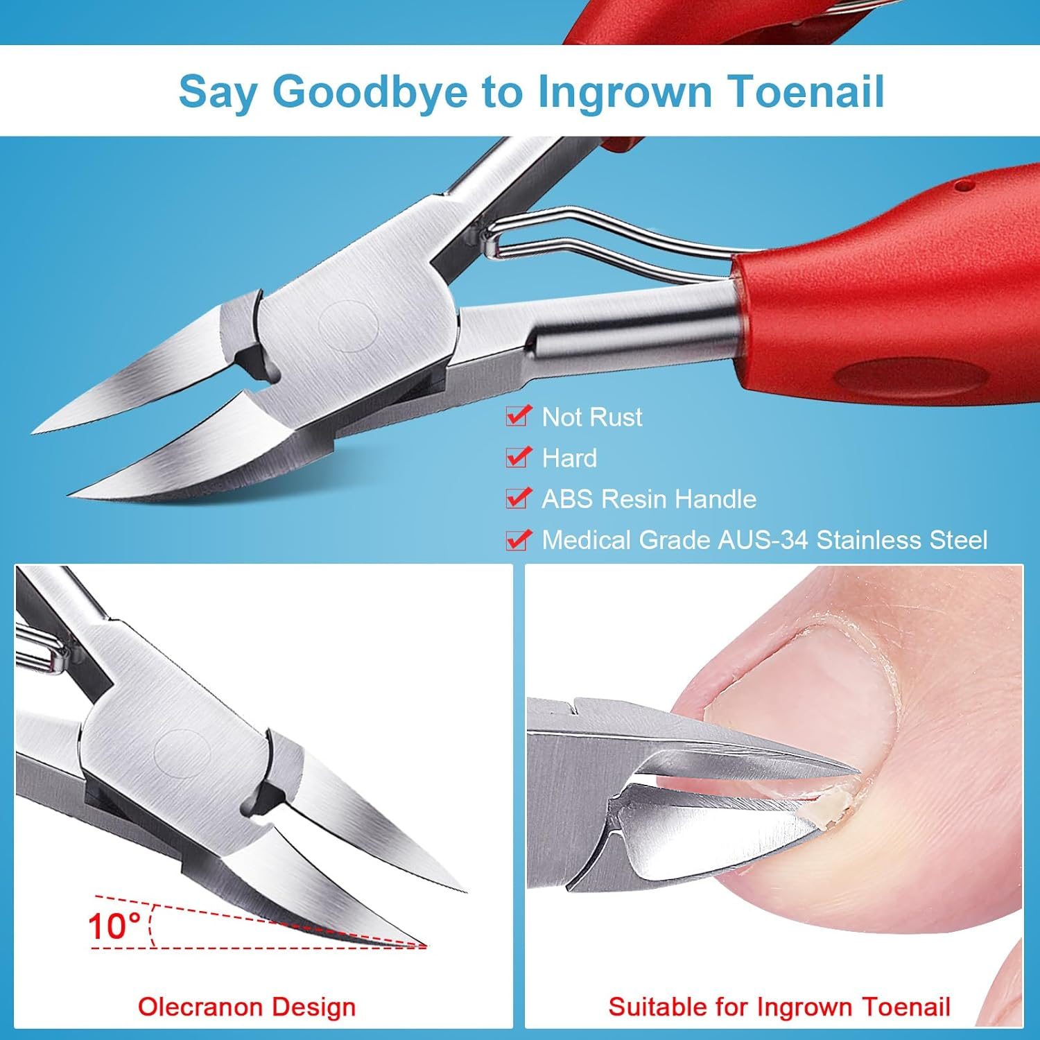 Orelex Toenail Clippers for Seniors Thick Toenails, Toe Nail Clippers Set for Ingrown Toenail, Men and Adults, Elderly, Professional, Super Sharp Curved Blade Grooming Tool, Predicure image number 1