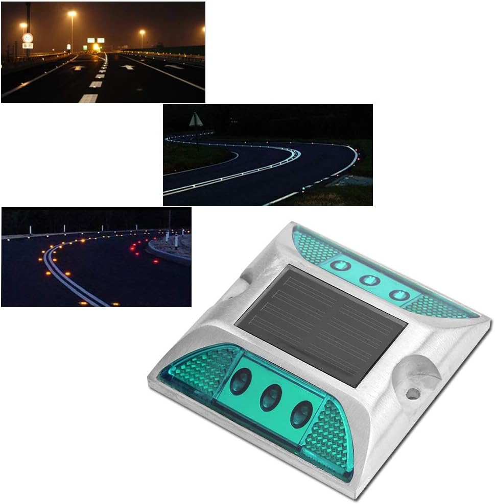 Solar Driveway Lights, Solar Powered Ground Marker Lights, Solar Deck Lights, Waterproof Outdoor Driveway Road Highway Spike Lamp, Outdoor Driveway Road Stud Lamp (Green) - Red image number 7