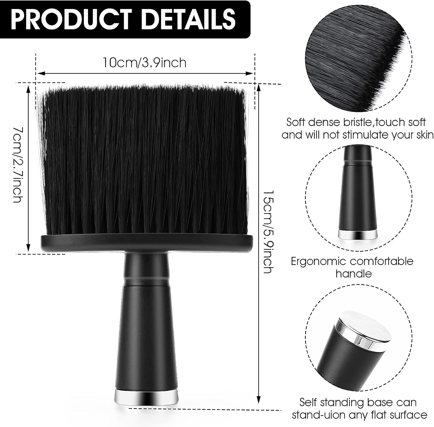 Barber Neck Duster Brush - Soft Hair Cleaning Brush for Brushing around Neckline and Ears, Barber Supplies image number 6