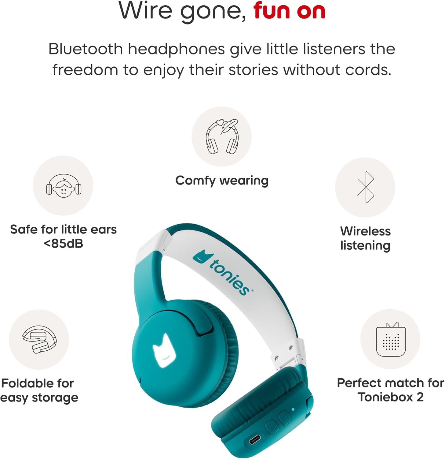 Tonies Toniebox 2 Bluetooth Headphones: Tropical Teal image number 6