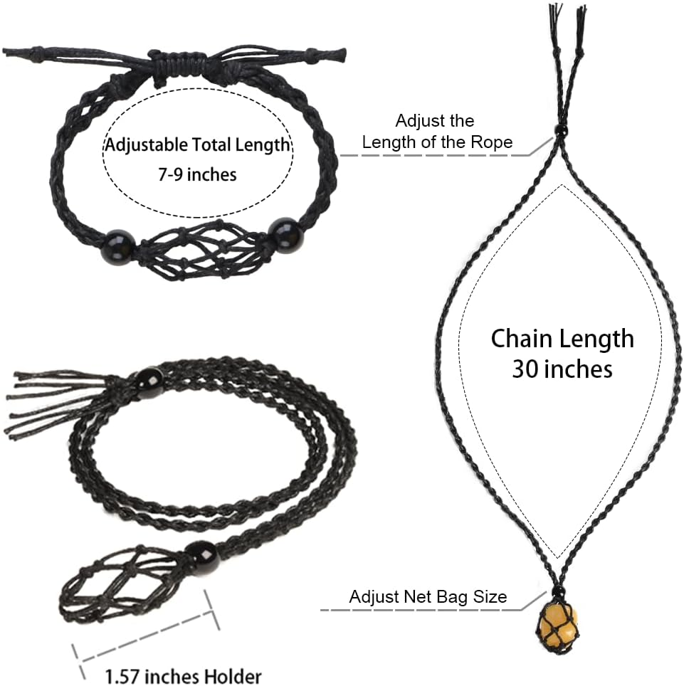 FANASY 12 PCS Crystal Cage Necklace Holder Necklace Cord Empty Stone Holder Pendant Stone Holder Replacement with Adjustable Length - Black image number 7
