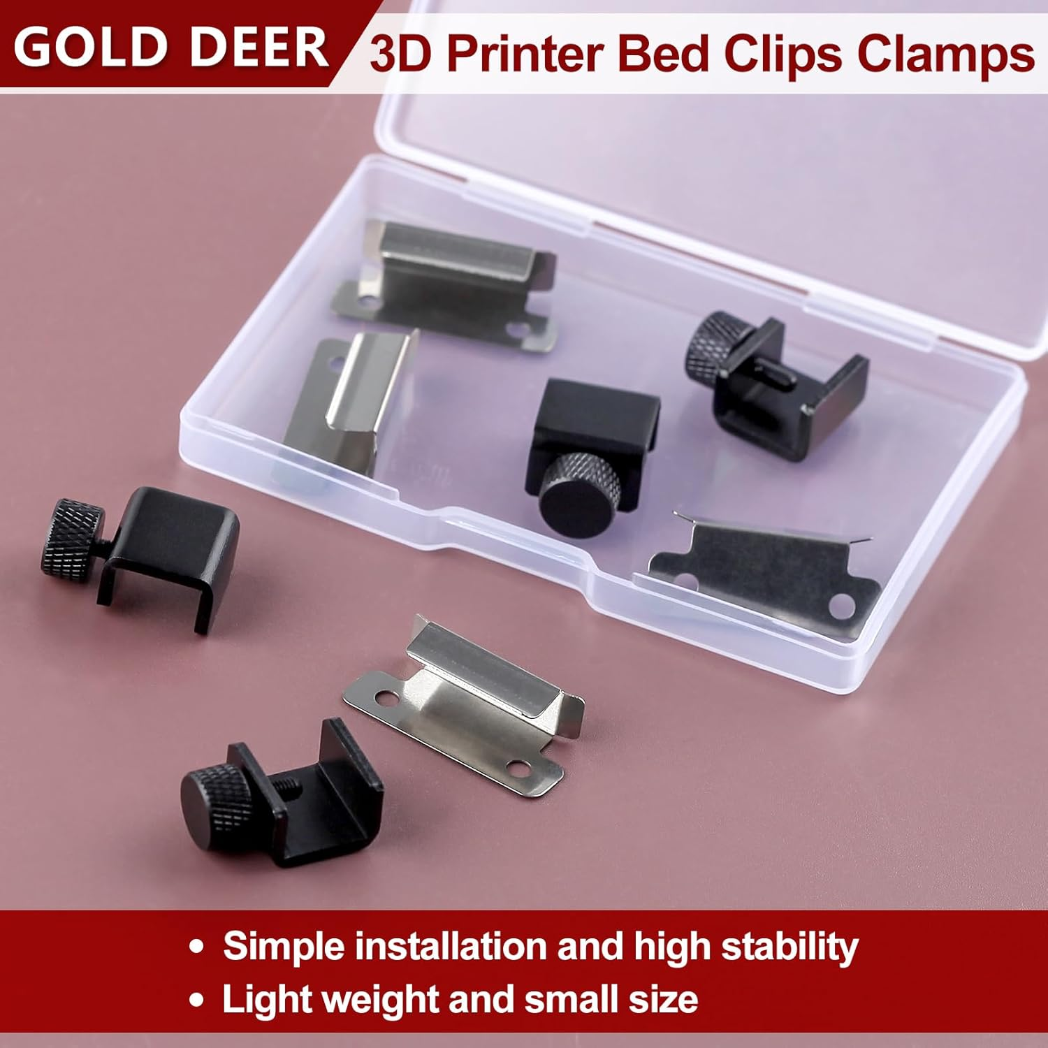 8PCS 3D Printer Bed Clips Clamps Ender 3 Glass Plate Clamps 3D Printer Build Plate Clips 3D Printer Heated Bed Glass 3D Printer Fix Clamp Adjustable Fixed Clips Glass Bed Stable Clamps image number 2