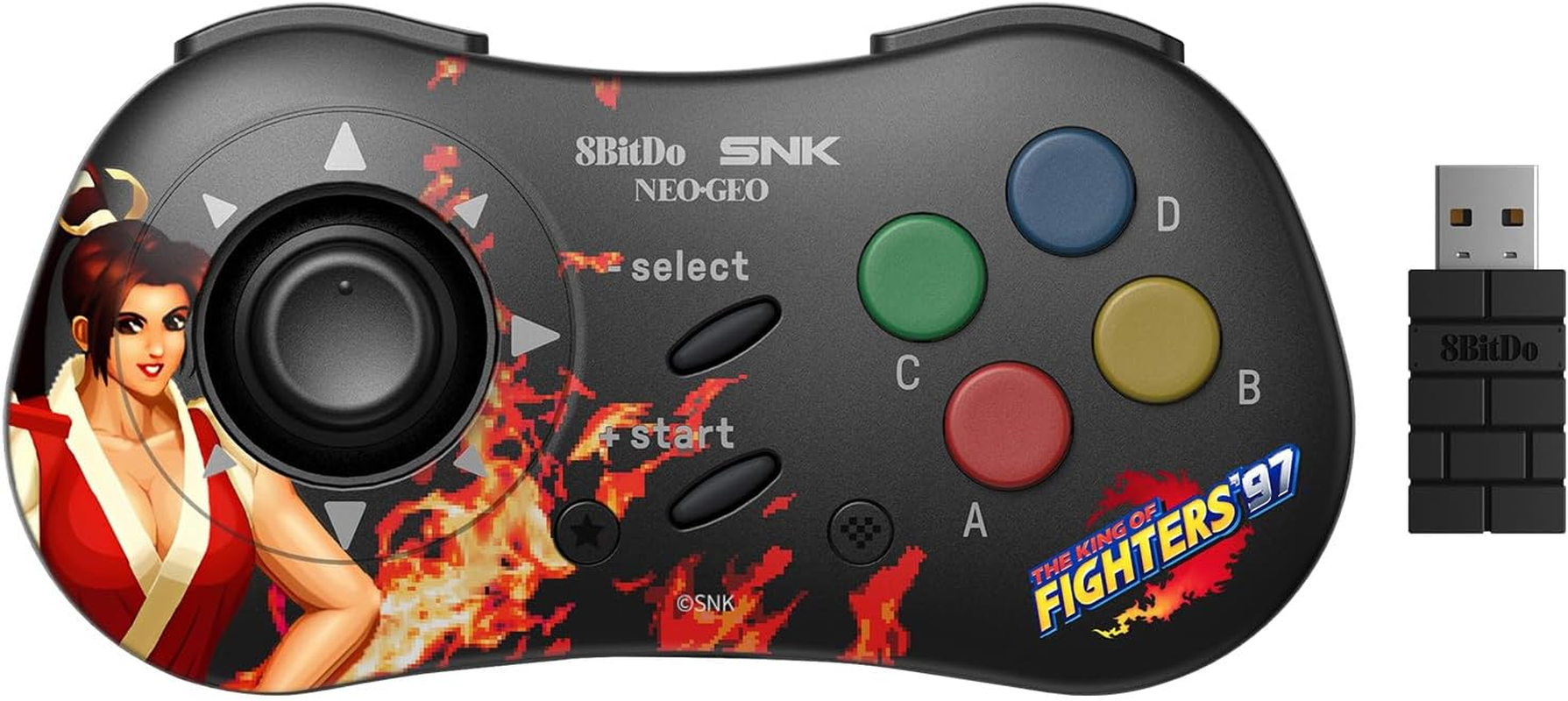 8Bitdo NEOGEO Wireless Controller for Windows, Android, and NEOGEO Mini with Classic Click-Style Joystick - Officially Licensed by SNK (Mai Shiranui Edition) image number 2